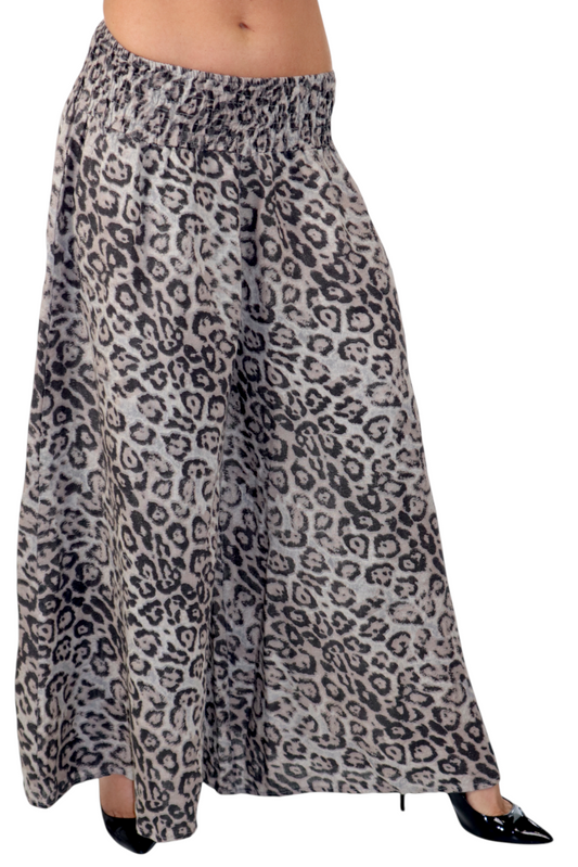 Women Cheetah Linen Wide legged Palazzo Pants, Designer Comfy and Breathable Flounce Pants | One Size Fits All