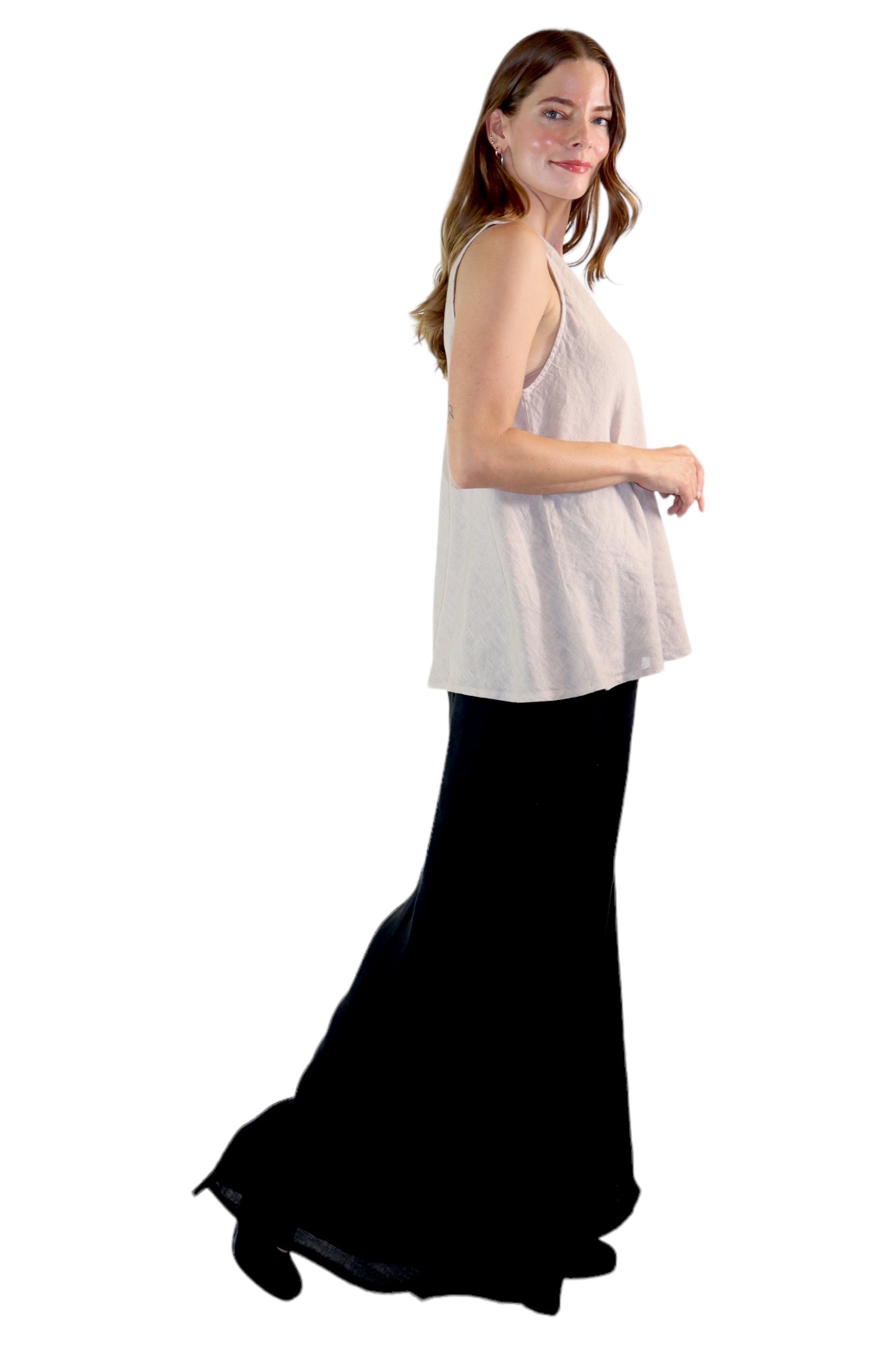 Womens 2 Piece Linen Sleeveless Top + Palazzo Pants Set