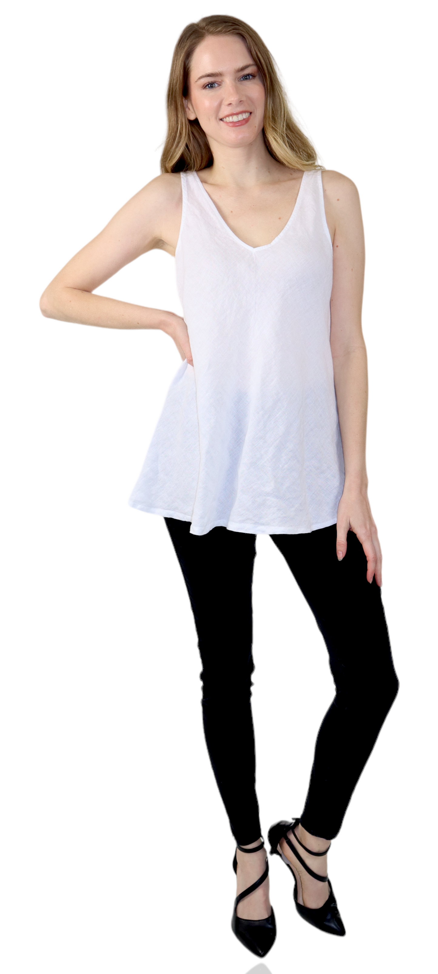 Womens Cheetah Print Linen V-Neck Biased Cut Sleeveless Tank Top Tunic Blouse