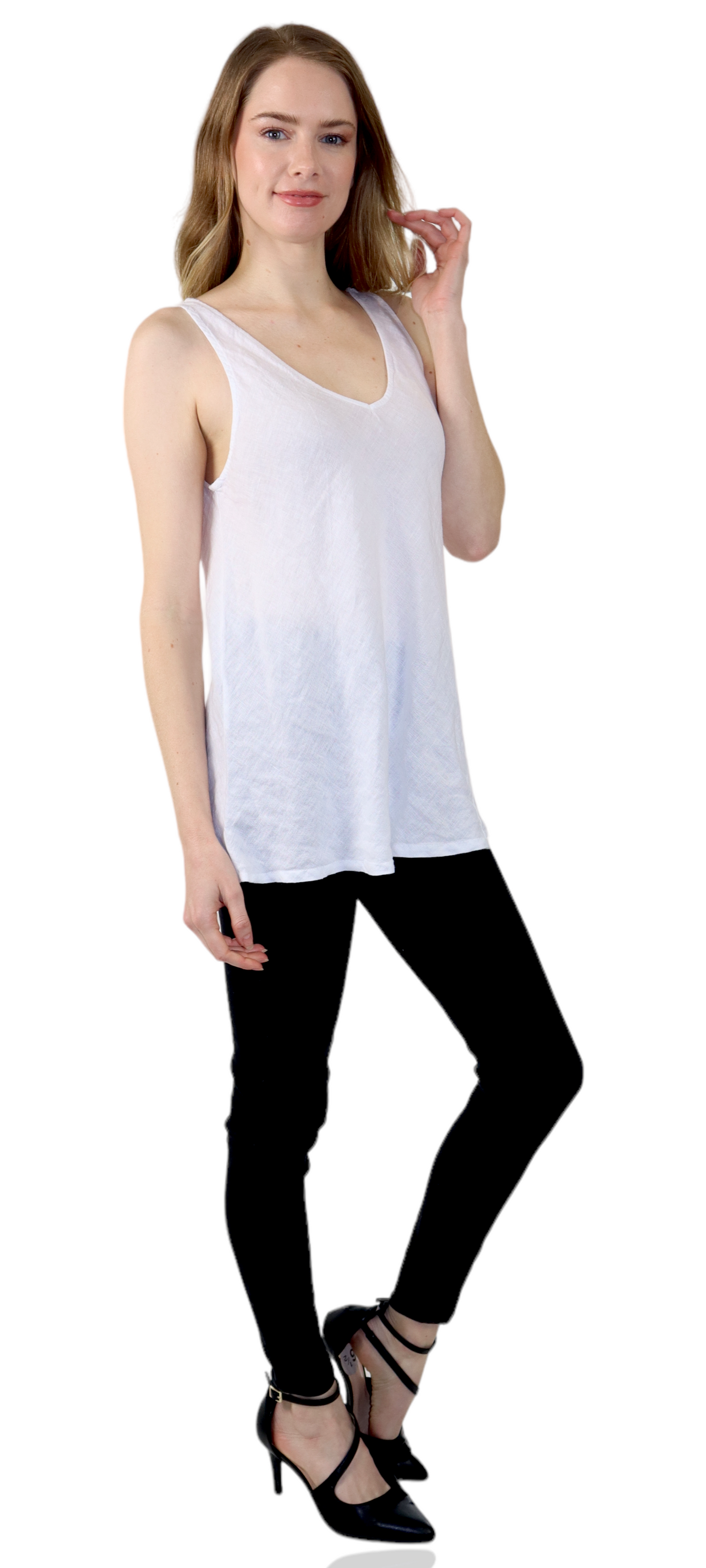 Womens Cheetah Print Linen V-Neck Biased Cut Sleeveless Tank Top Tunic Blouse