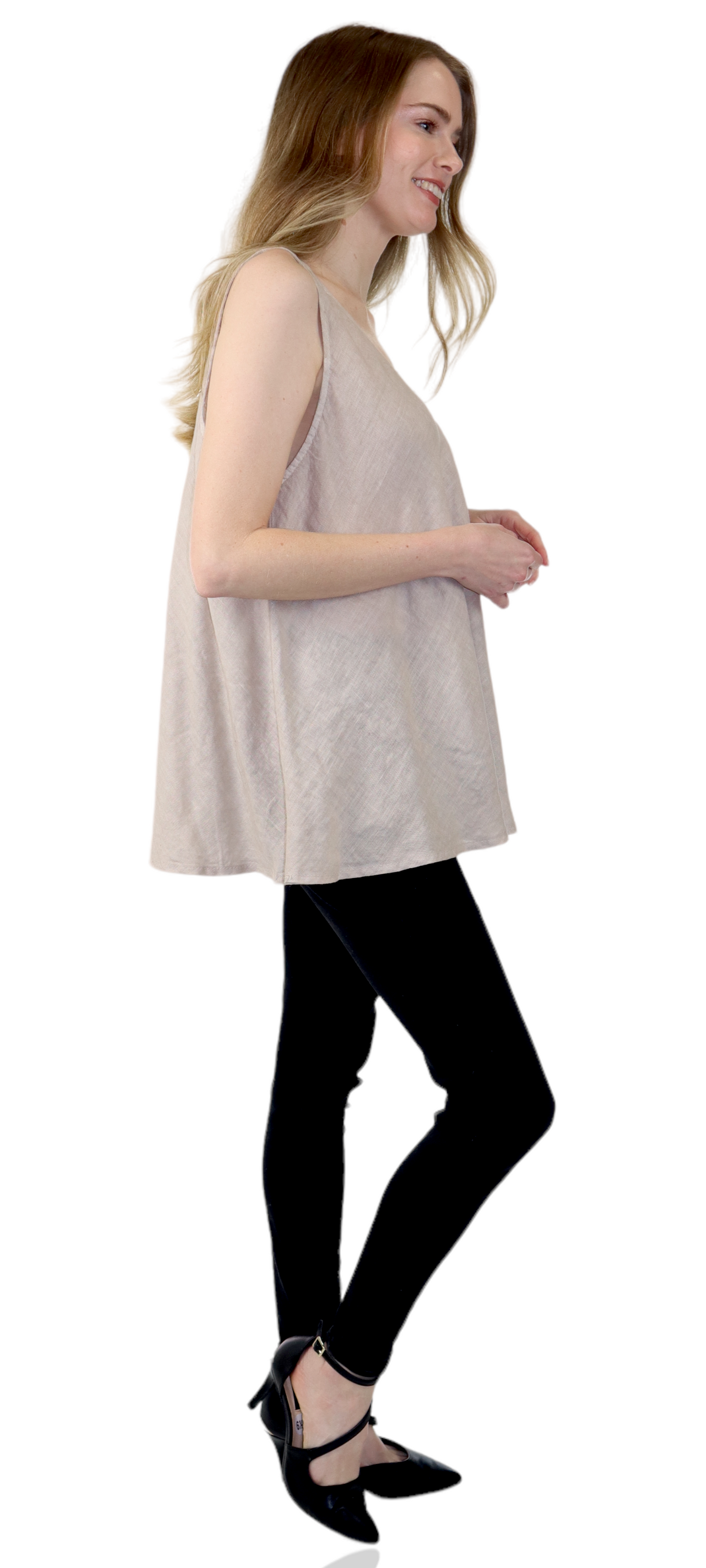 Womens Cheetah Print Linen V-Neck Biased Cut Sleeveless Tank Top Tunic Blouse