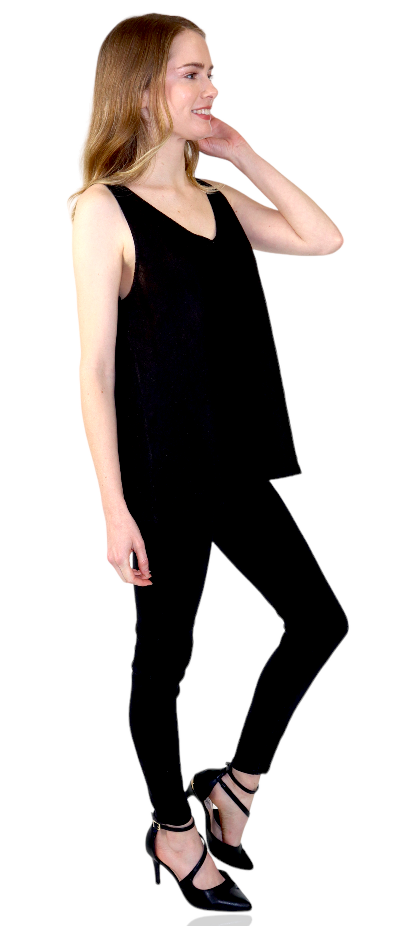 Womens Cheetah Print Linen V-Neck Biased Cut Sleeveless Tank Top Tunic Blouse