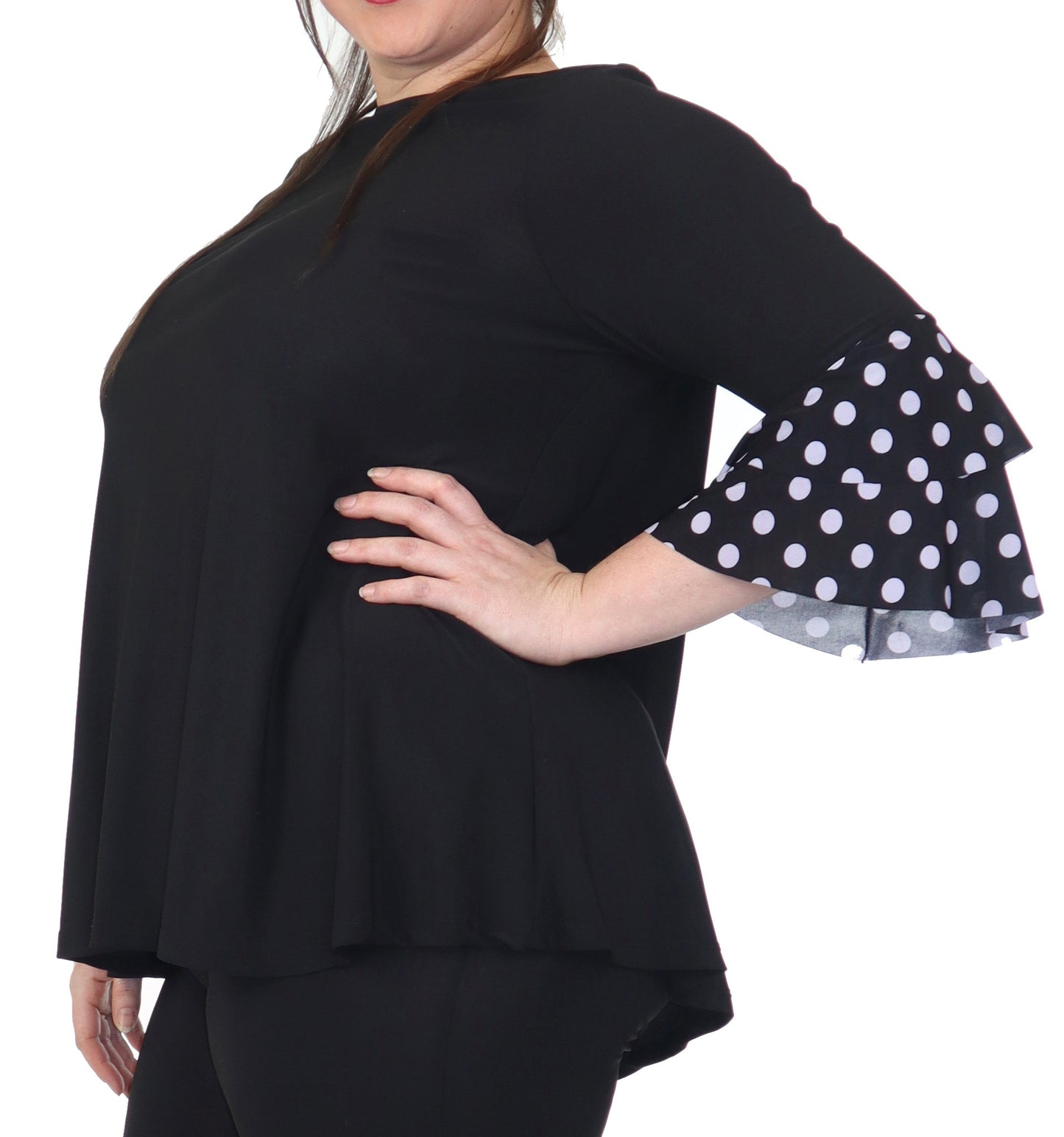 Womens 2 Piece Ruffled Polka Dot Top and Pants Set, Regular and Plus Sizes, Handmade in USA