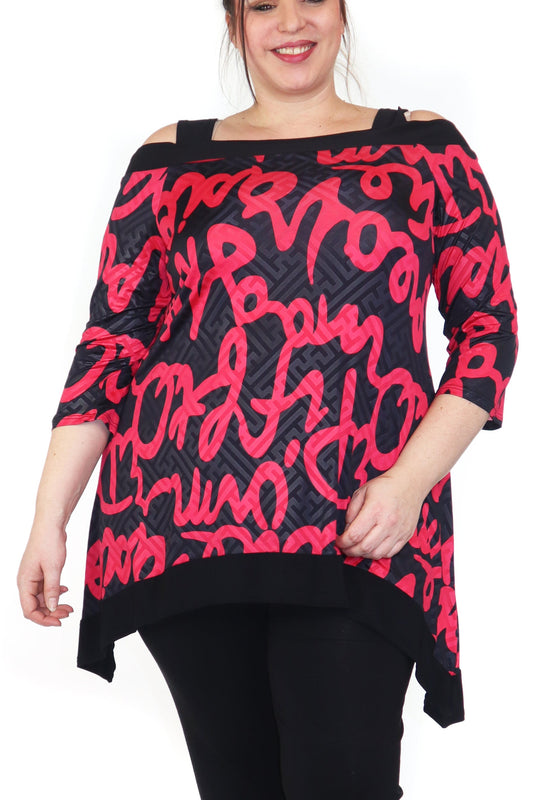 Womens Cold Shoulder Square Neckline Tunic Blouse Top | Reg and Plus Sizes