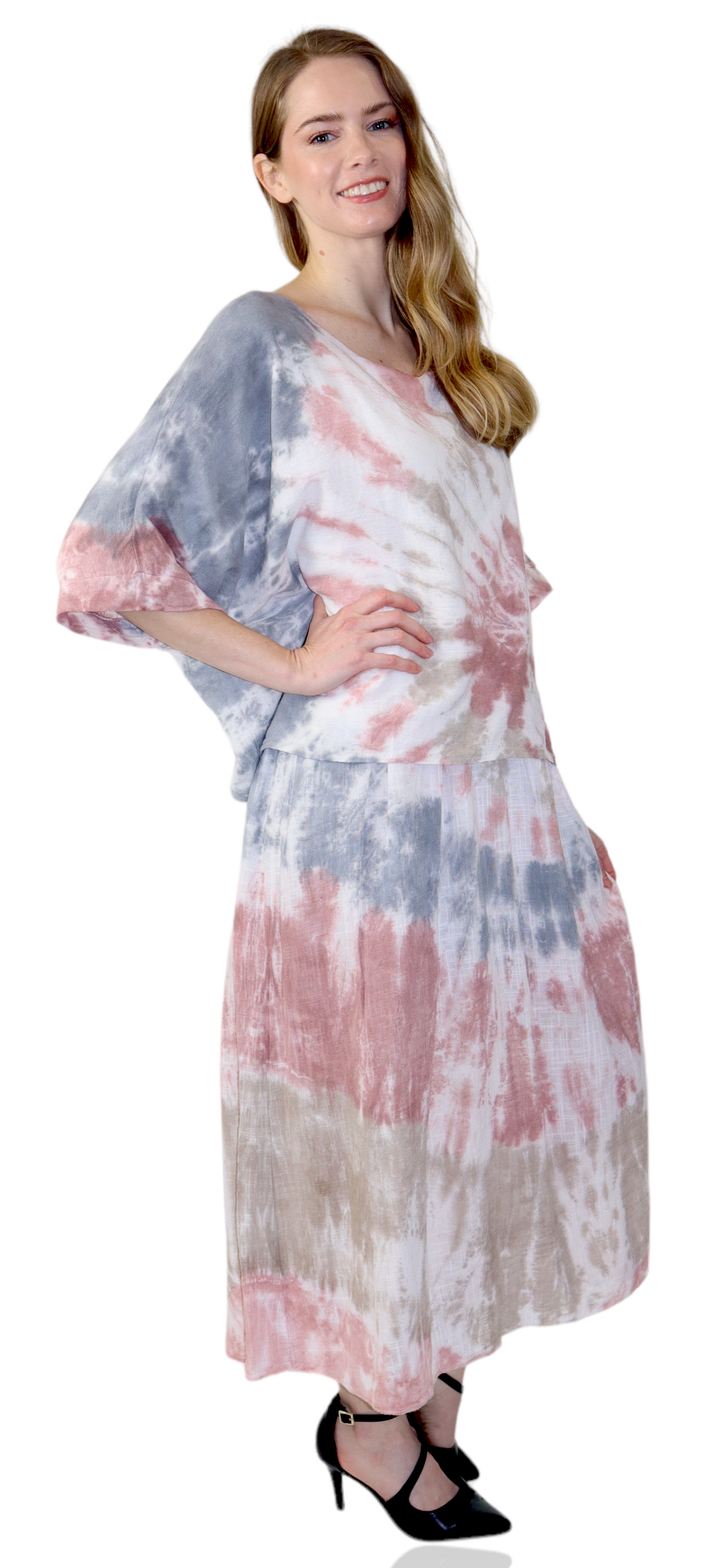 Womens Tie Dye Relaxed Fit Maxi Dress | One Size Fits All