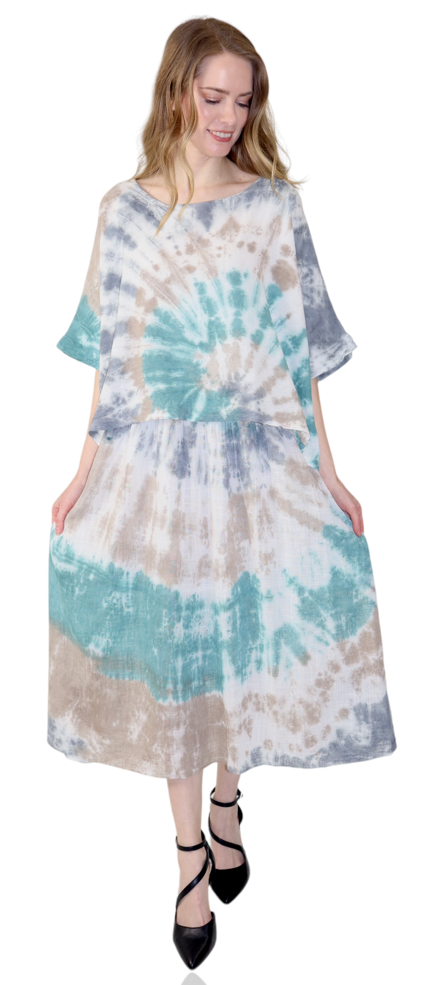 Womens Tie Dye Relaxed Fit Maxi Dress | One Size Fits All