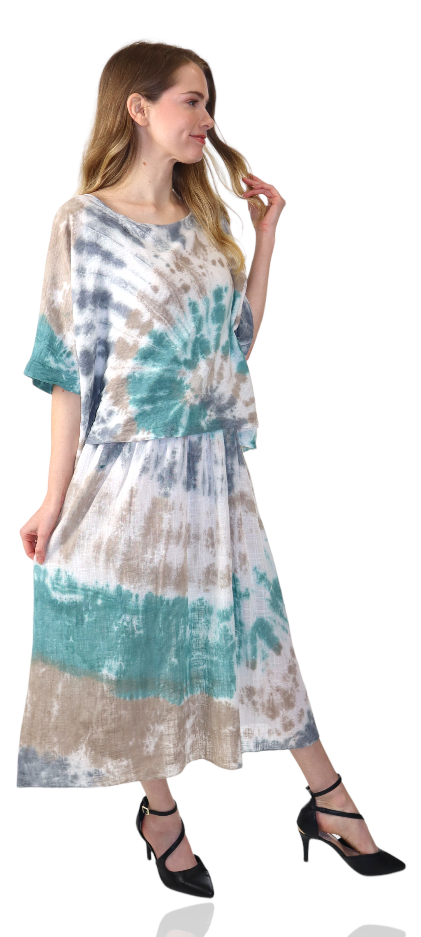 Womens Tie Dye Relaxed Fit Maxi Dress | One Size Fits All