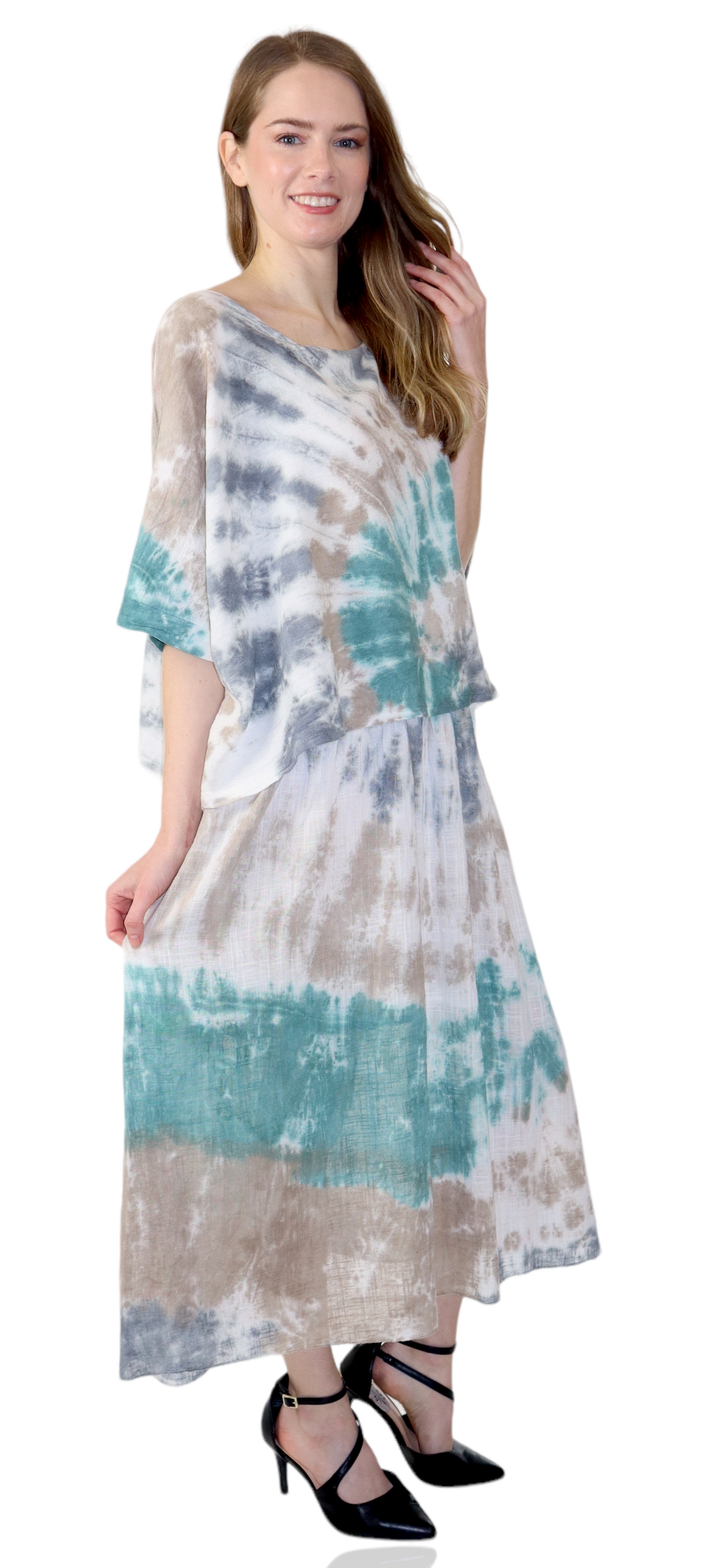 Womens Tie Dye Relaxed Fit Maxi Dress | One Size Fits All
