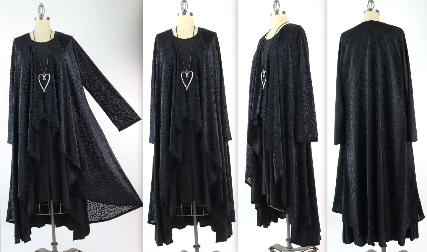 Elegant Women One Size High Low Open Front, High End Velvet Duster Cardigan Jacket