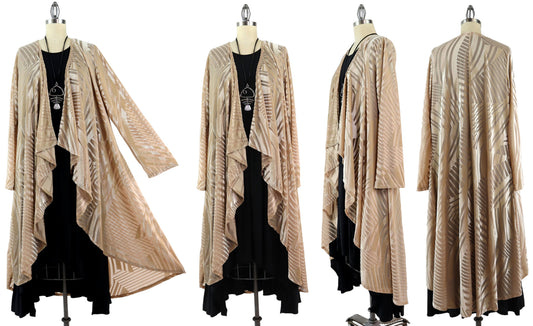 Elegant Women One Size High Low Open Front, High End Velvet Duster Cardigan Jacket