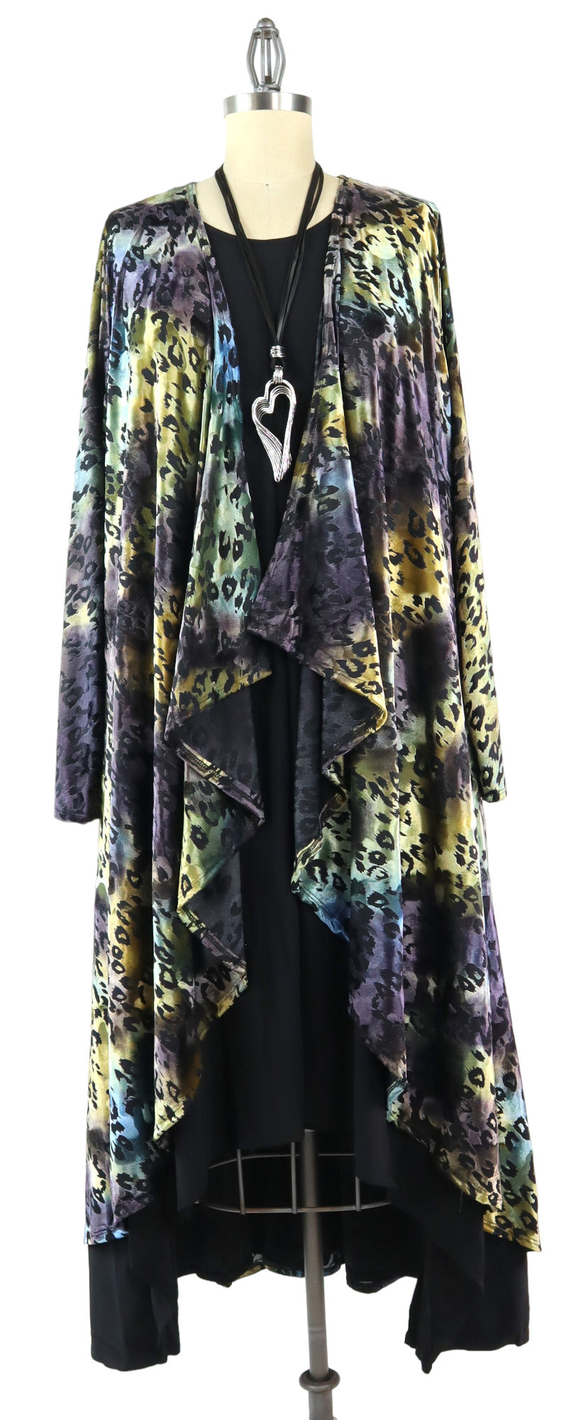 Elegant Women One Size High Low Open Front, High End Velvet Duster Cardigan Jacket