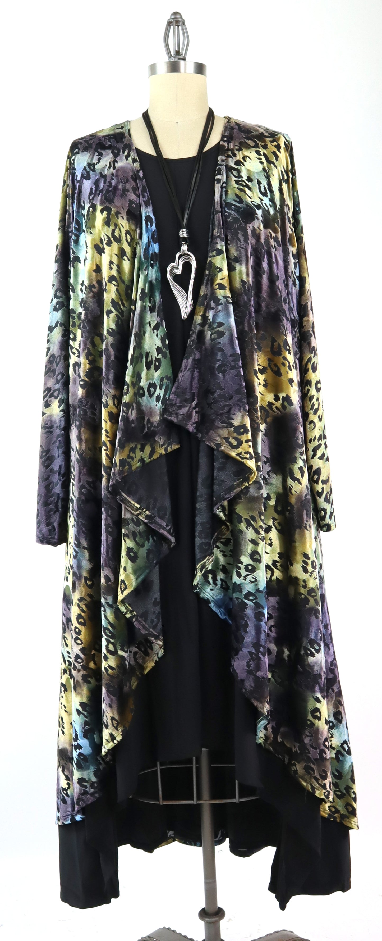 Elegant Women One Size High Low Open Front, High End Velvet Duster Cardigan Jacket