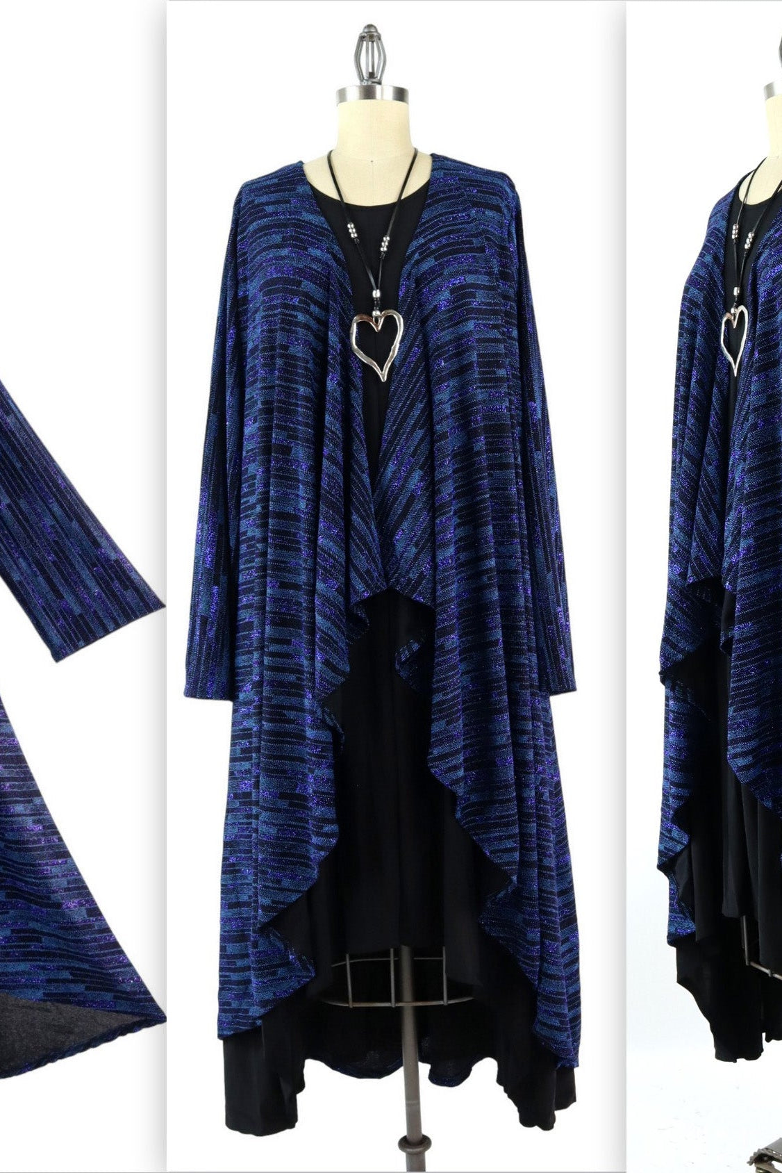 Elegant Women One Size High Low Open Front, High End Velvet Duster Cardigan Jacket