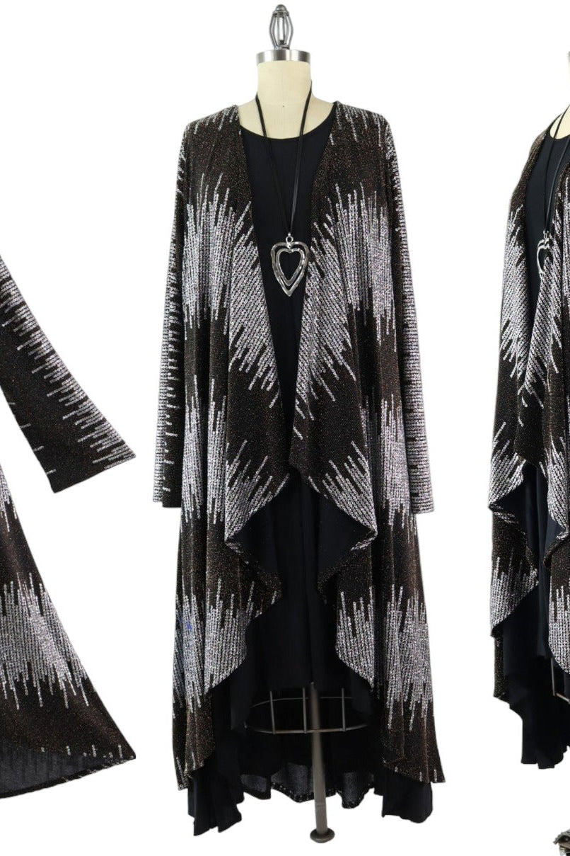 Elegant Women One Size High Low Open Front, High End Velvet Duster Cardigan Jacket