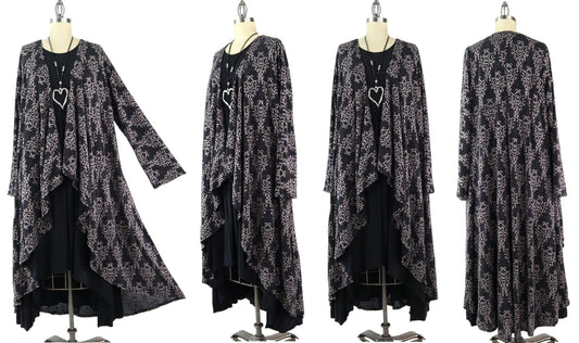 Elegant Women One Size High Low Open Front, High End Velvet Duster Cardigan Jacket
