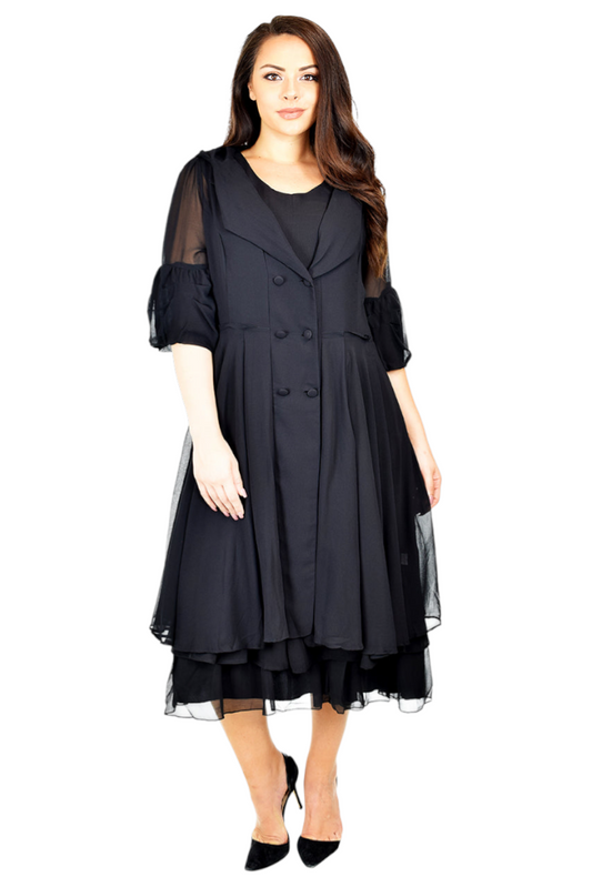 Classic 2 PC Georgette Chiffon Dress and  Coat Jacket set, Women Dress and Jacket Set,