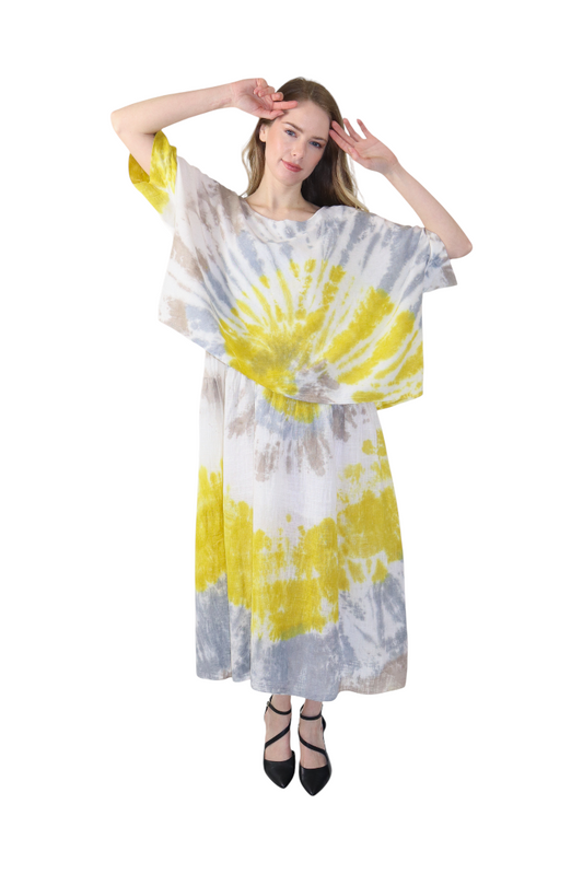 Womens Tie Dye Relaxed Fit Maxi Dress | One Size Fits All