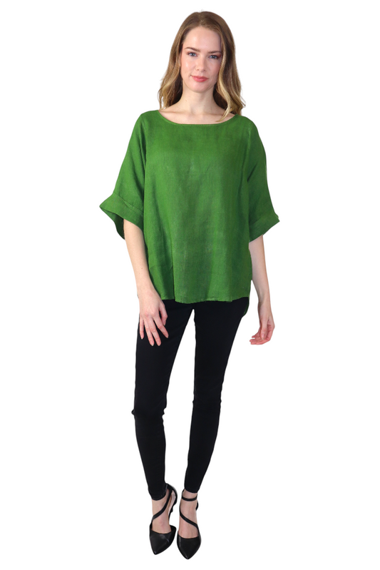 Womens 100% High Low Relaxed Fit Baggy Oversized Tunic Blouse Tee Top with Roll Up Sleeves | One Size Fits All