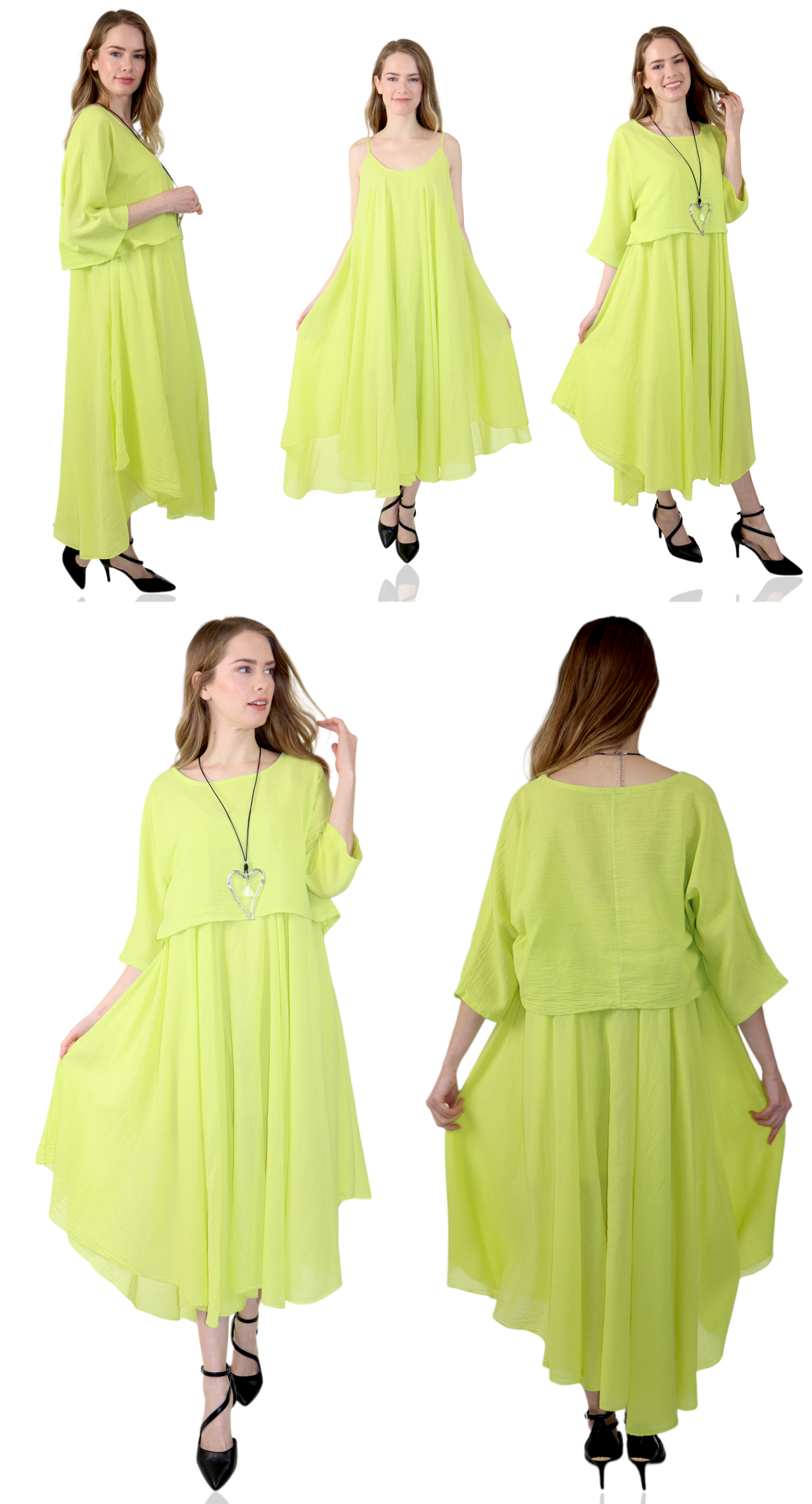 Womens 100% Cotton 2 Piece Dress and Tunic Set | One Size (Fits Small to XL)