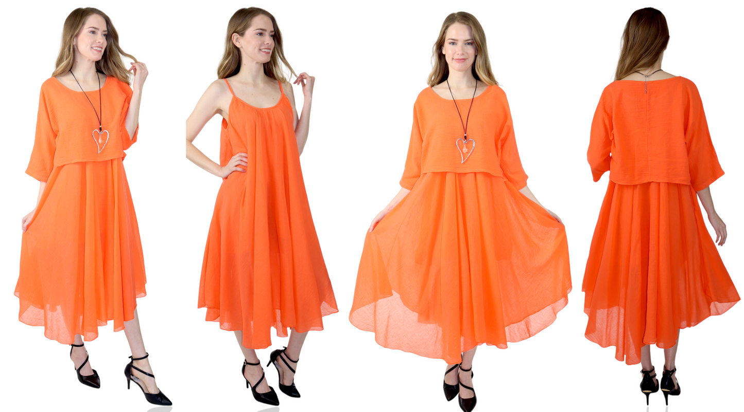 Womens 100% Cotton 2 Piece Dress and Tunic Set | One Size (Fits Small to XL)