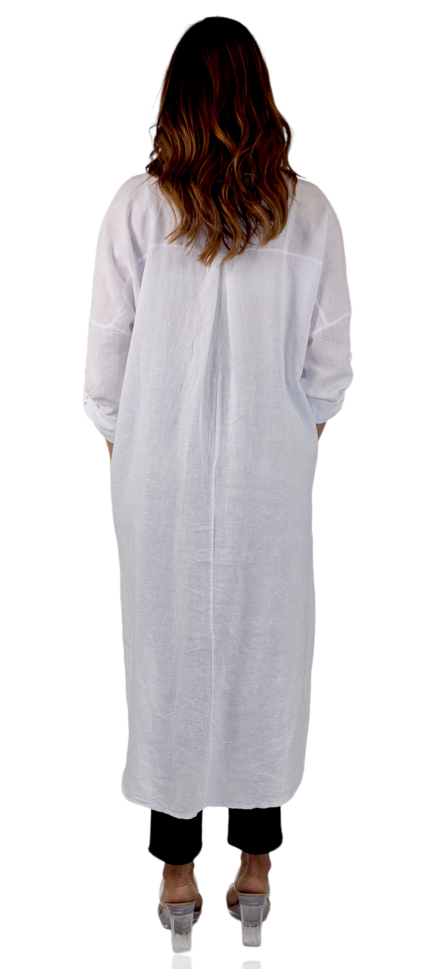 Women's Linen Gauze Blouse,  High Low Button Down Linen Shirt , Semi Sheer Linen Gause Tunic, Regular & Plus Sizes (Copy)