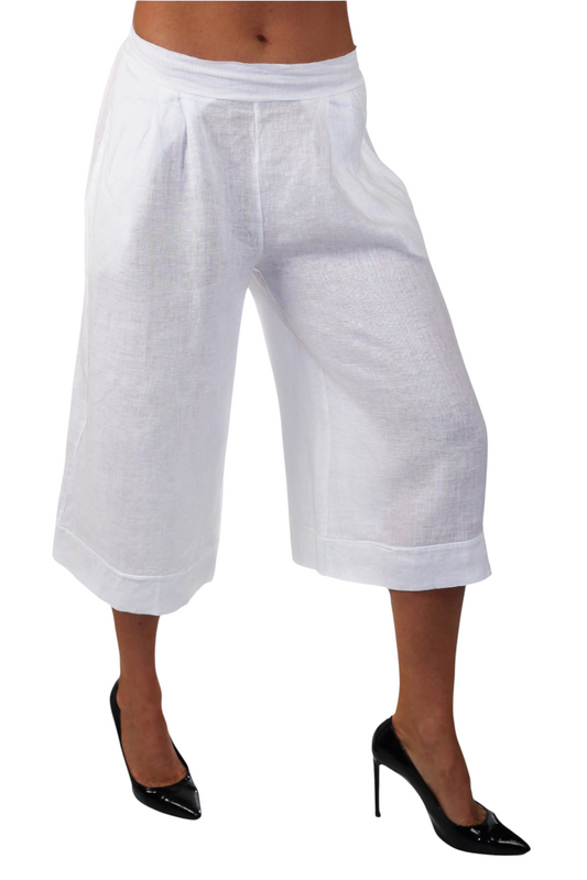 Pure washed and soft linen capri pants, women capri pants