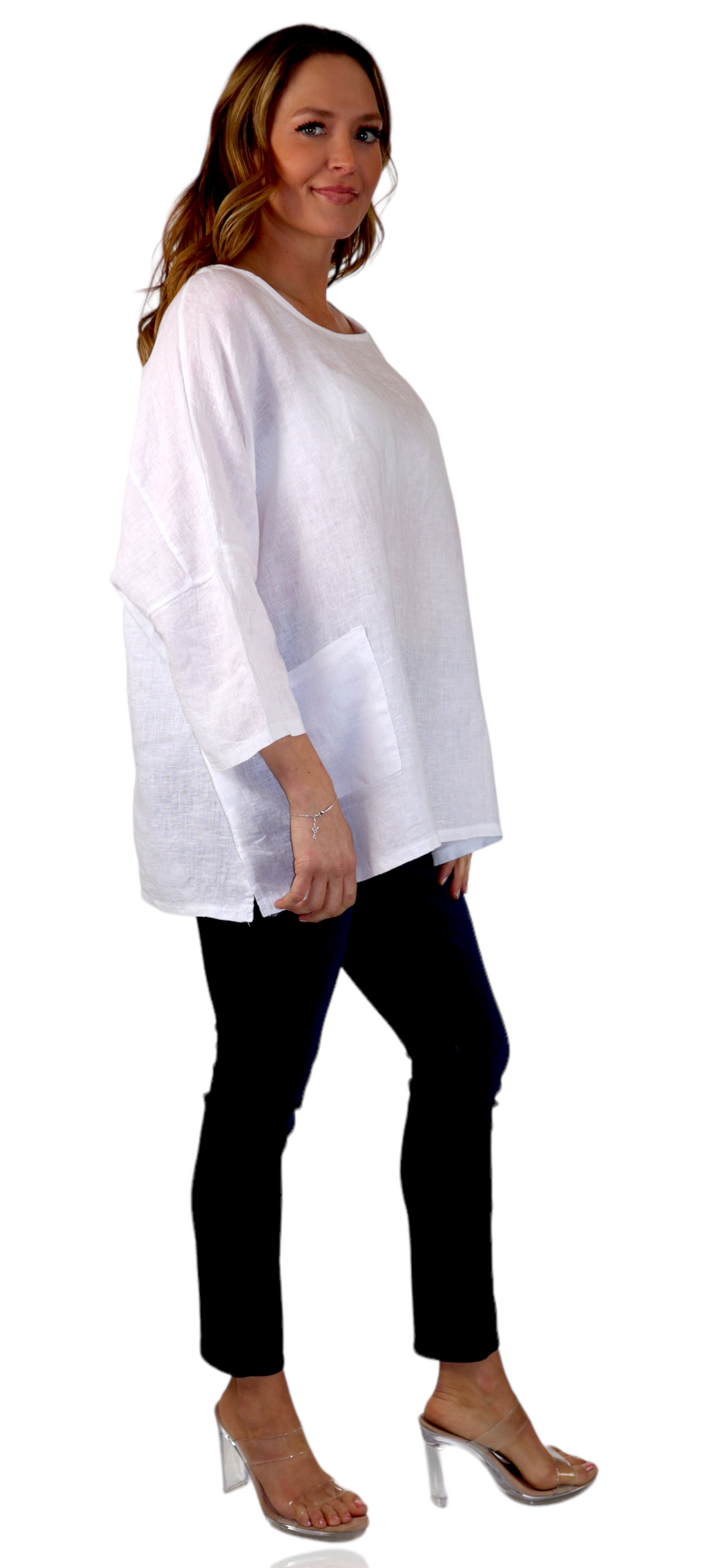 Womens Oversized Baggy All Natural 100% Linen Loose Fit Tunic Top | One Size Fits All