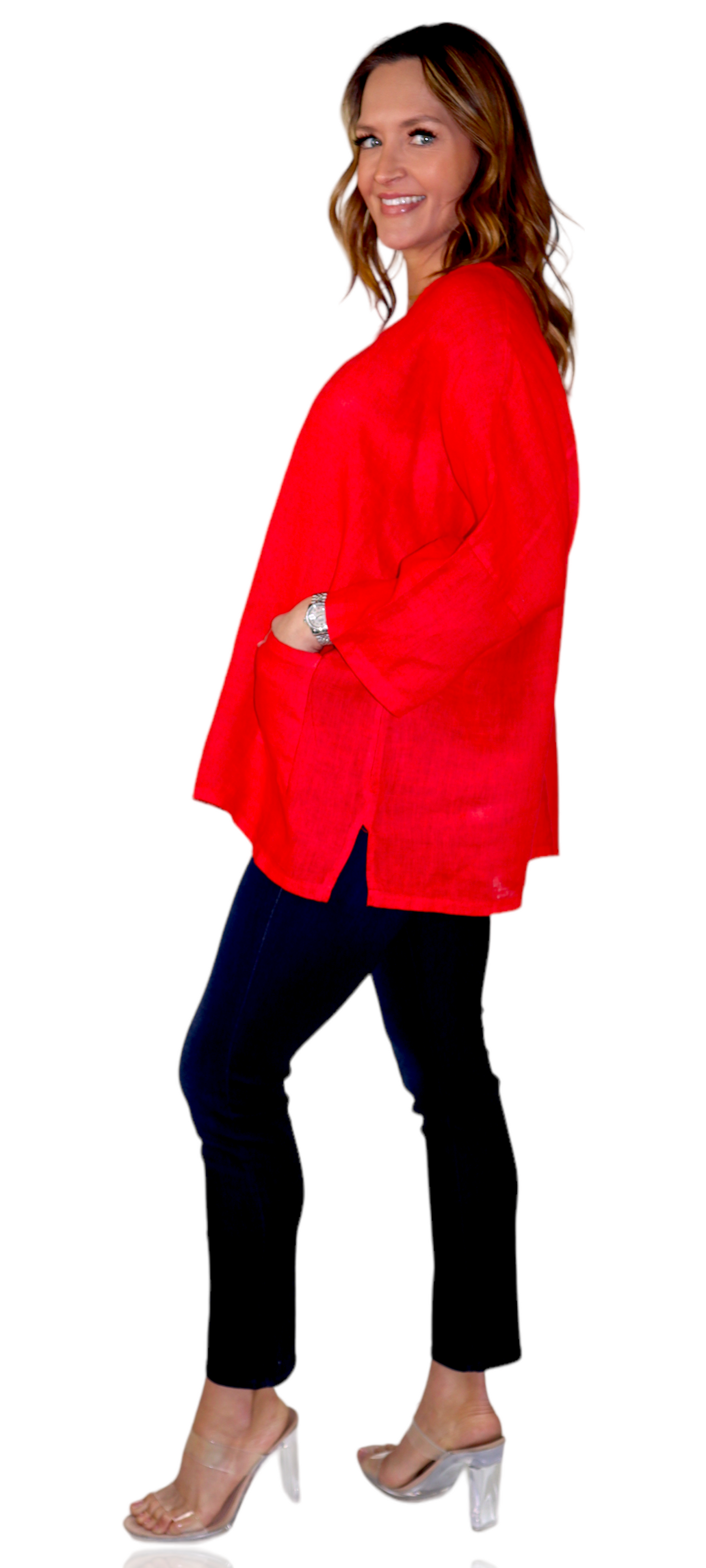 Womens Oversized Baggy All Natural 100% Linen Loose Fit Tunic Top | One Size Fits All