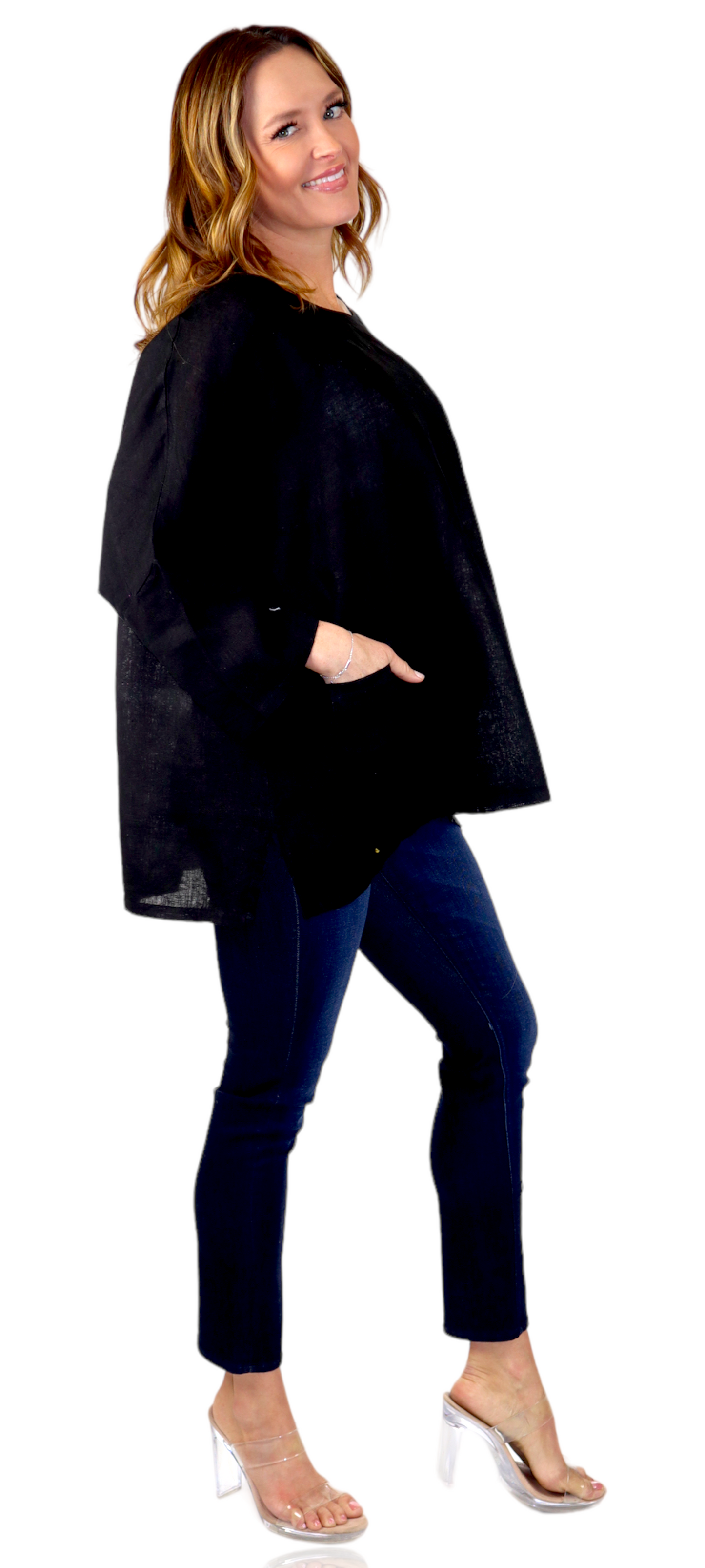 Womens Oversized Baggy All Natural 100% Linen Loose Fit Tunic Top | One Size Fits All