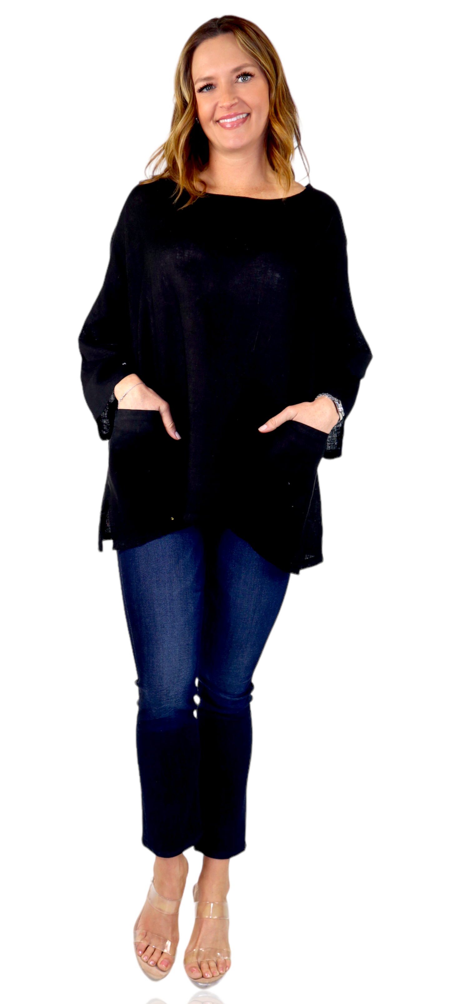 Womens Oversized Baggy All Natural 100% Linen Loose Fit Tunic Top | One Size Fits All