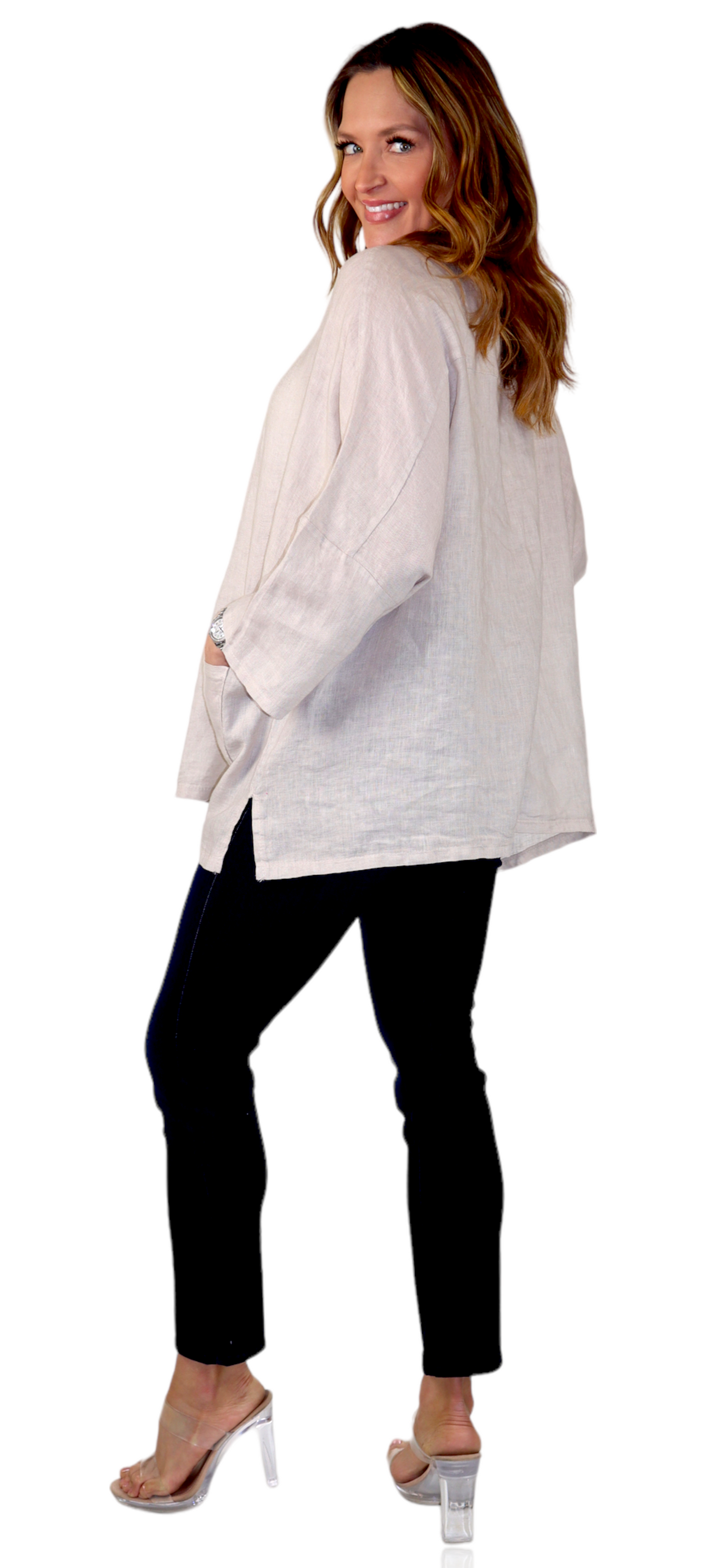 Womens Oversized Baggy All Natural 100% Linen Loose Fit Tunic Top | One Size Fits All