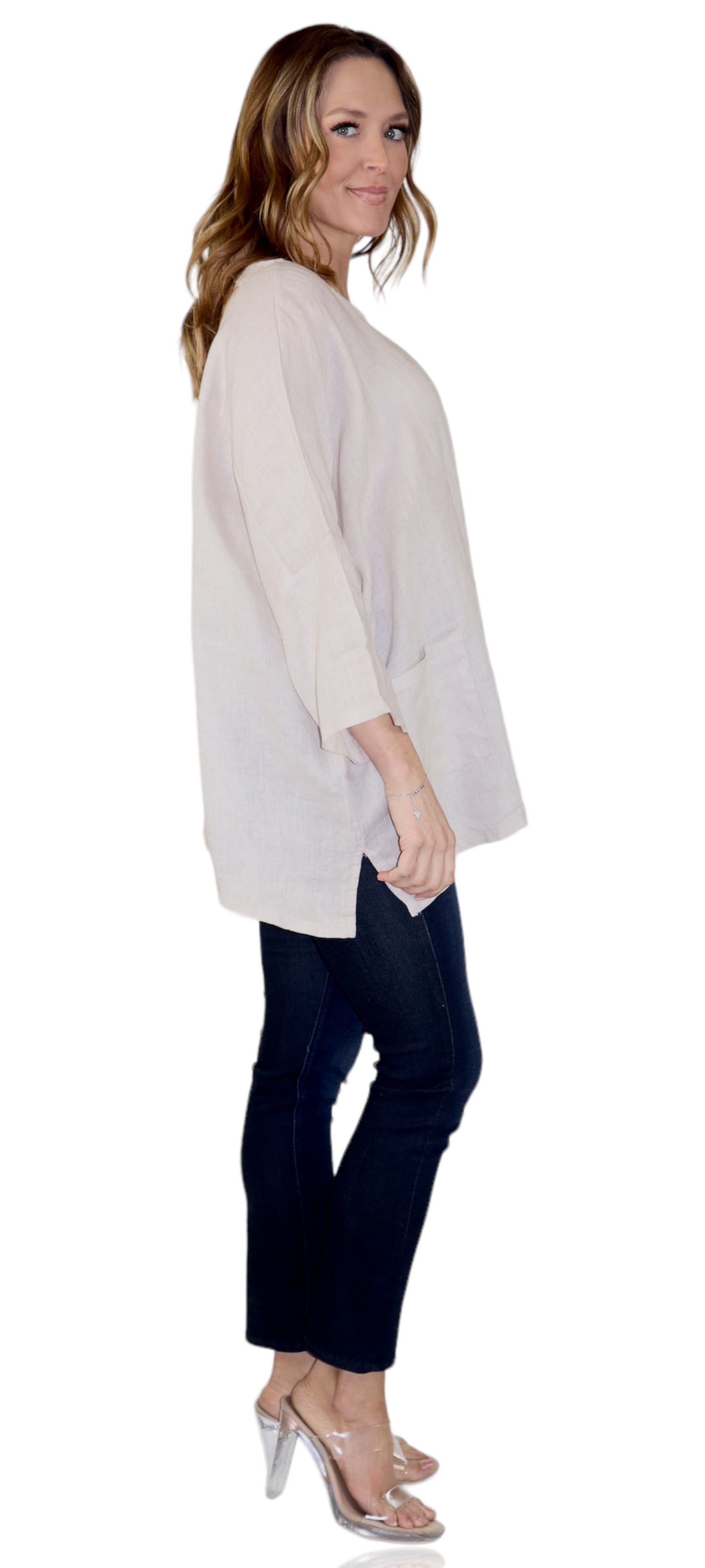 Womens Oversized Baggy All Natural 100% Linen Loose Fit Tunic Top | One Size Fits All