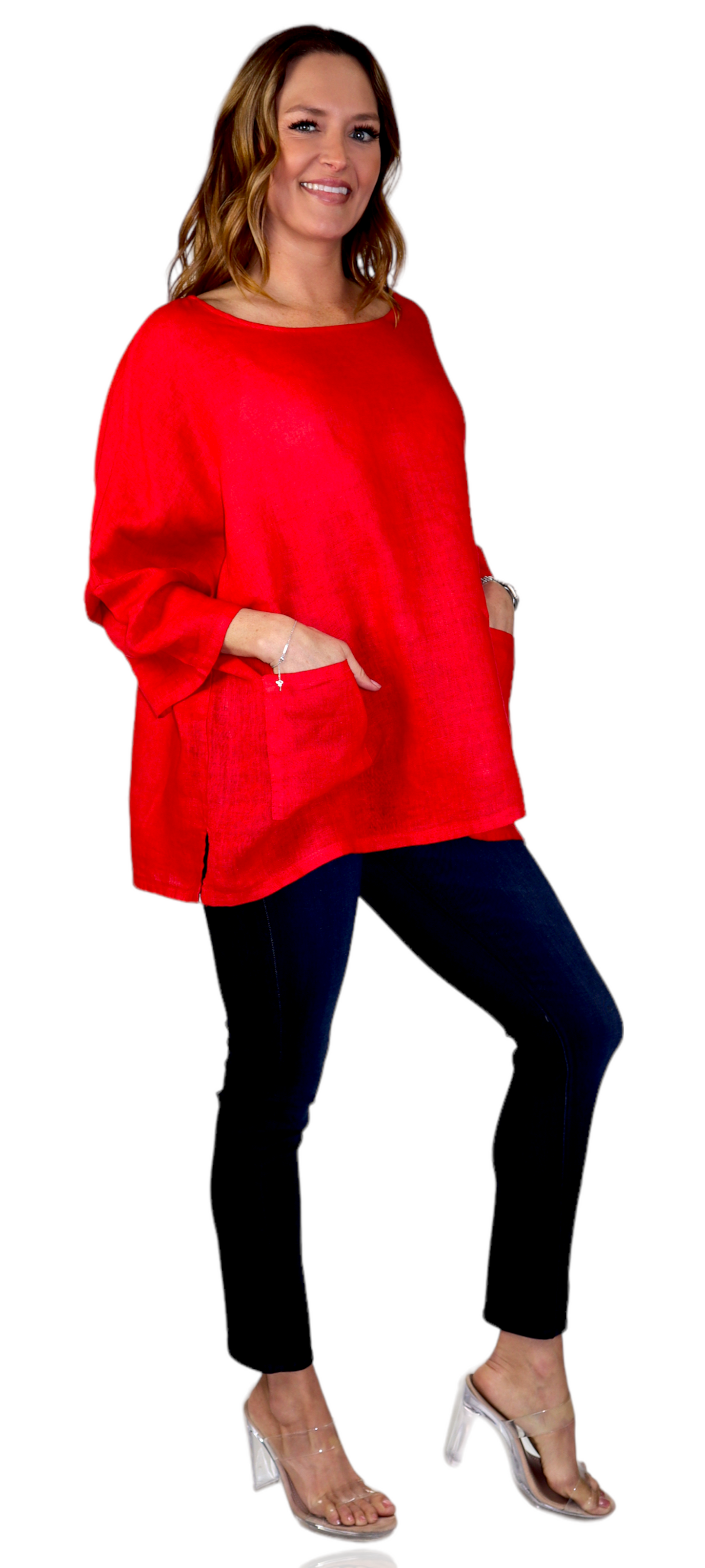 Womens Oversized Baggy All Natural 100% Linen Loose Fit Tunic Top | One Size Fits All