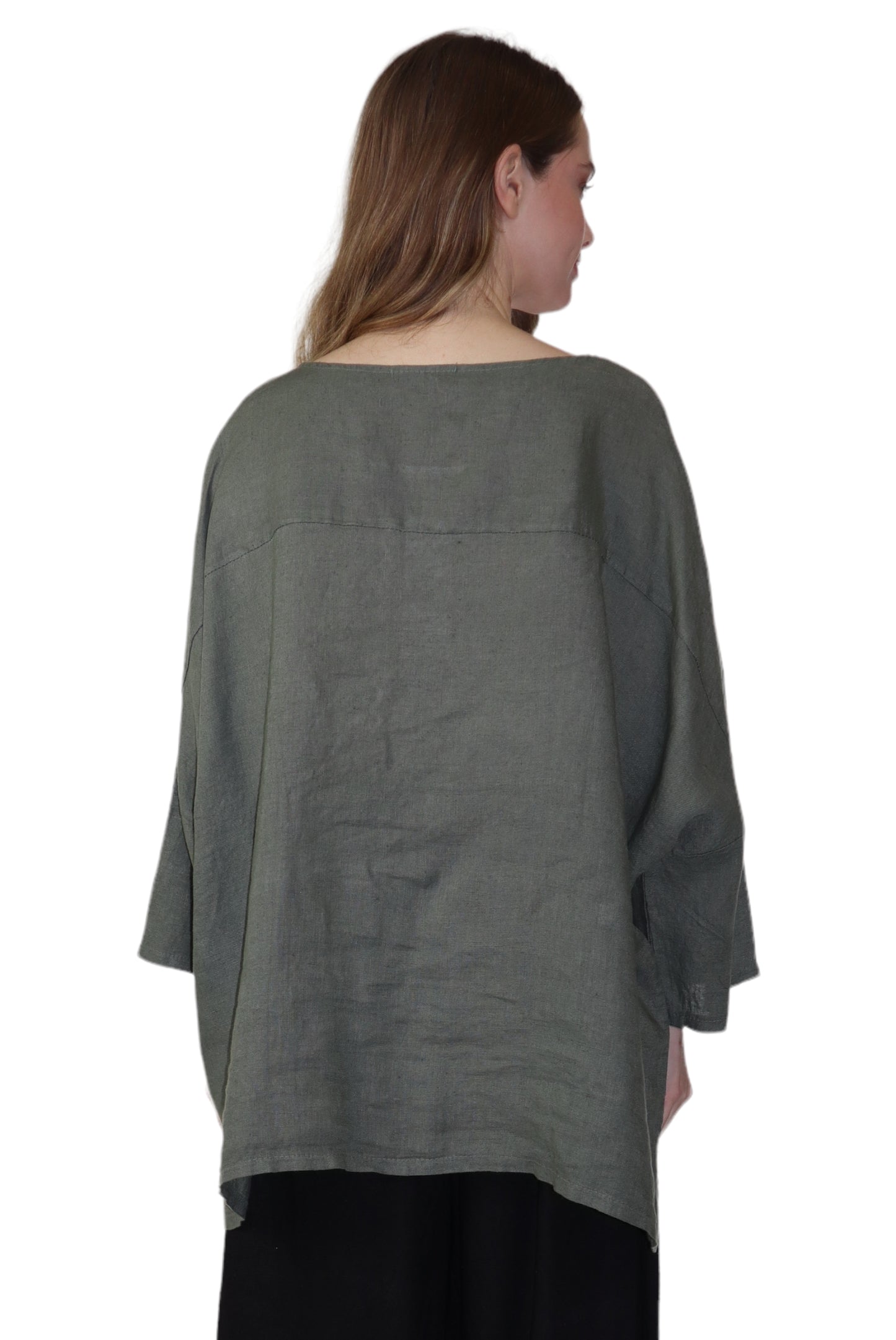 Womens Oversized Baggy All Natural 100% Linen Loose Fit Tunic Top | One Size Fits All