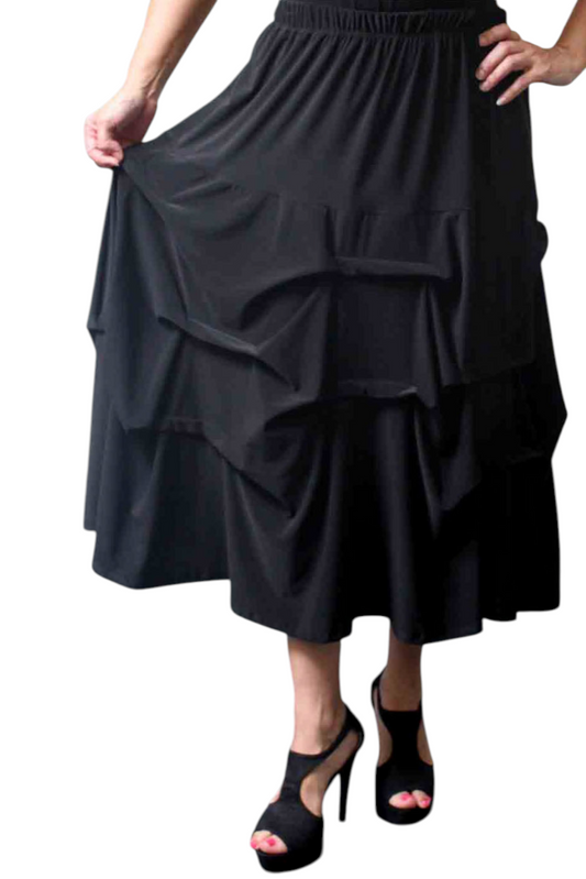 Arsty Skirt MIDI SKIRT,  Designer Lagenlook Skirt, Plus size skirt ,  Gathered skirt ,  Front and back ticjed skirt, Midi Skirt, Addition to our Travel Line with side pockets