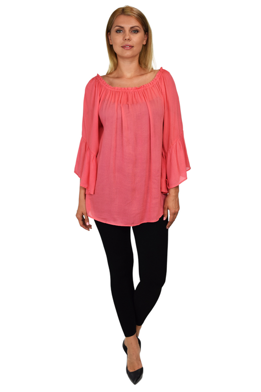Dare2bstylish On-Off Shoulder Blouse, Peasant blouse, Ruffle Sleeve Blouse, Asymmetrical Blouse. M to 2XL