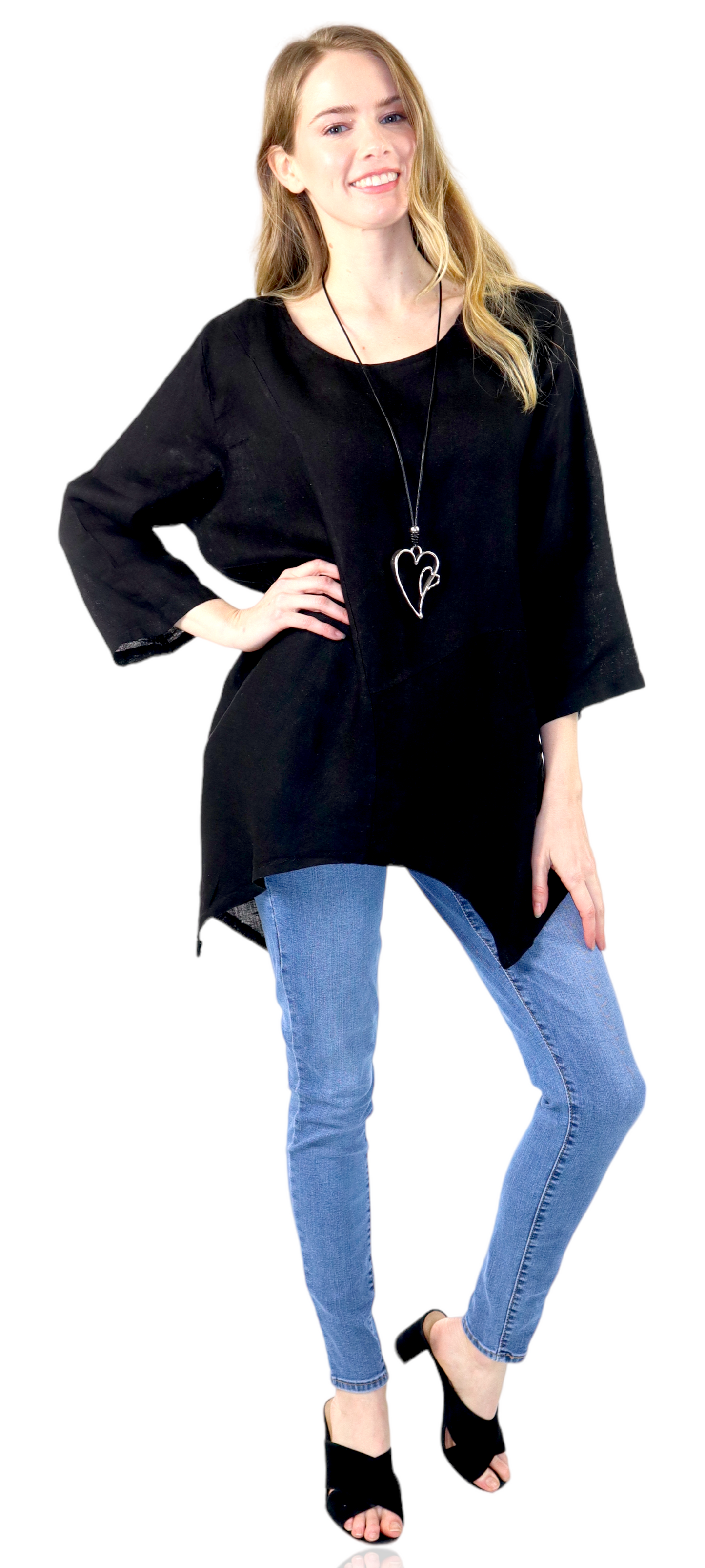 Dare2bStylish Uneven Hem Womens Pure Linen Fishtail Hem Blouse Dress Top