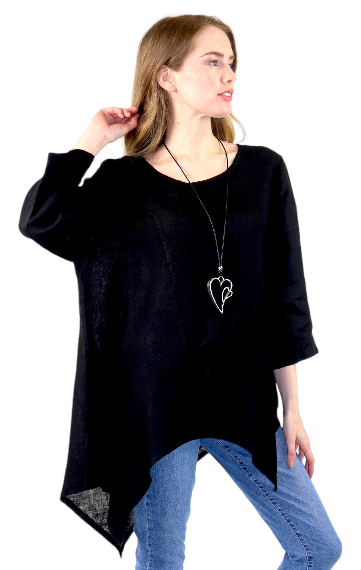 Dare2bStylish Uneven Hem Womens Pure Linen Fishtail Hem Blouse Dress Top