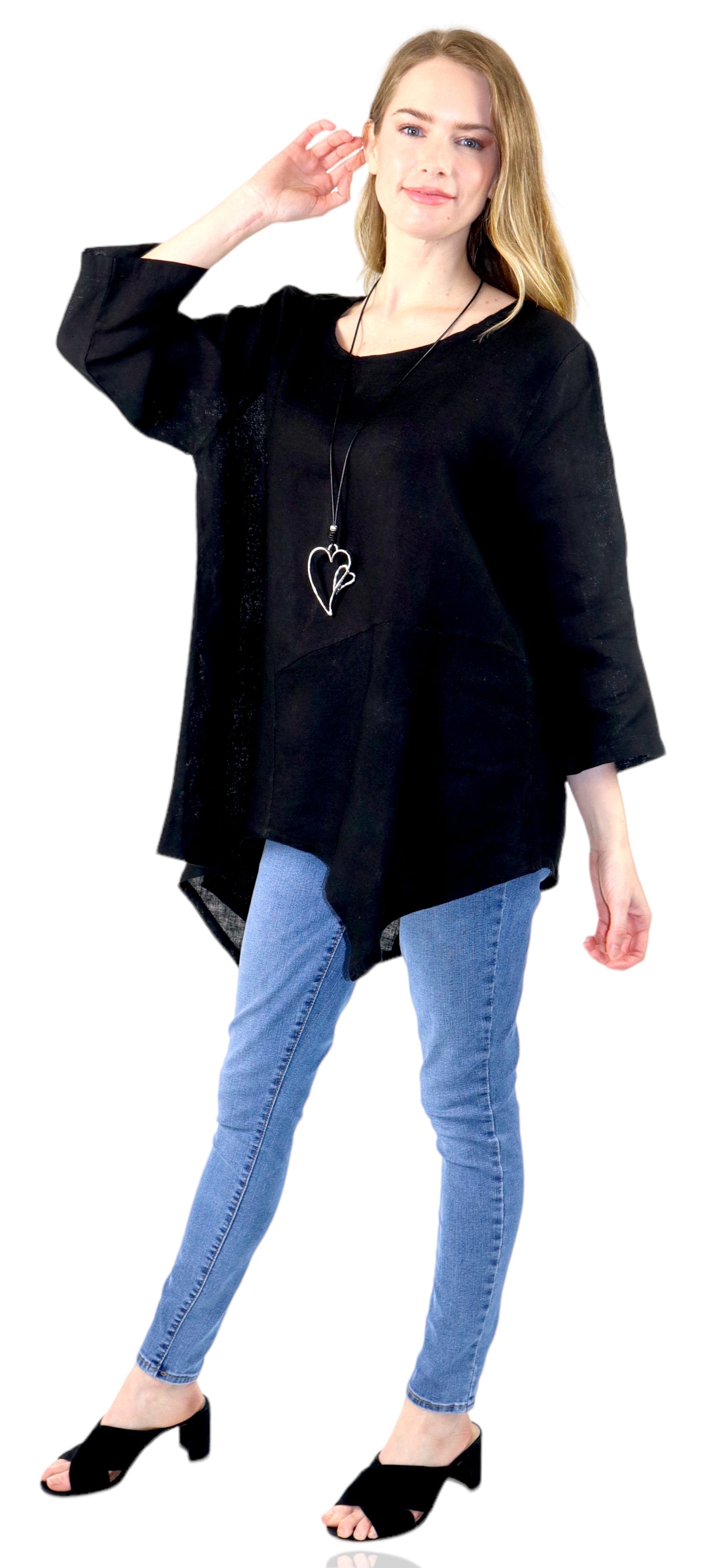 Dare2bStylish Uneven Hem Womens Pure Linen Fishtail Hem Blouse Dress Top