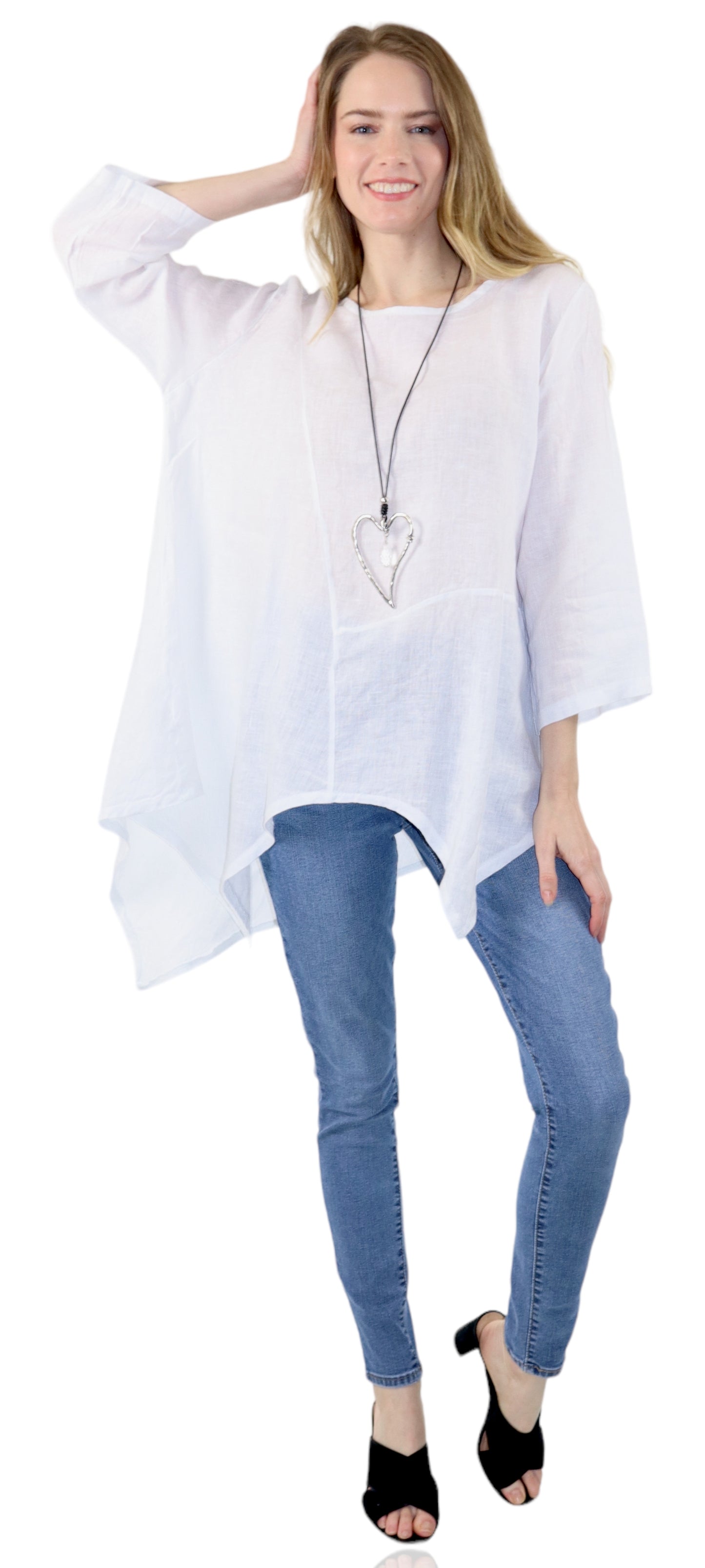 Dare2bStylish Uneven Hem Womens Pure Linen Fishtail Hem Blouse Dress Top