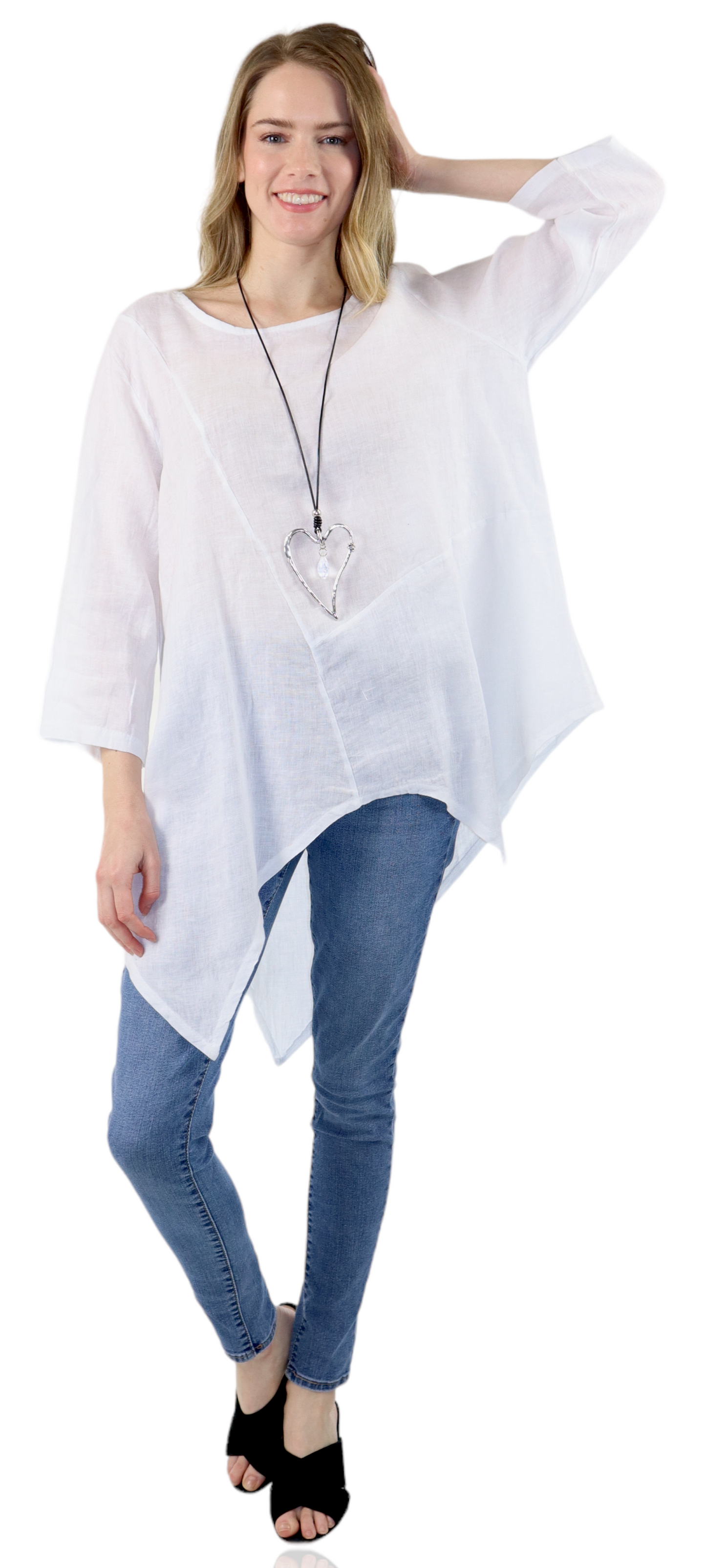 Dare2bStylish Uneven Hem Womens Pure Linen Fishtail Hem Blouse Dress Top