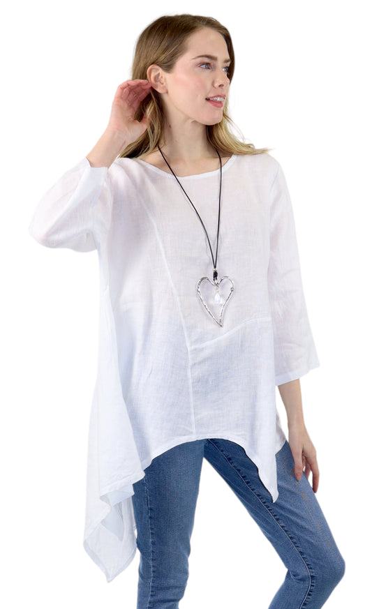 Dare2bStylish Uneven Hem Womens Pure Linen Fishtail Hem Blouse Dress Top