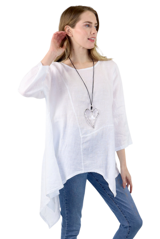Dare2bStylish Uneven Hem Womens Pure Linen Fishtail Hem Blouse Dress Top