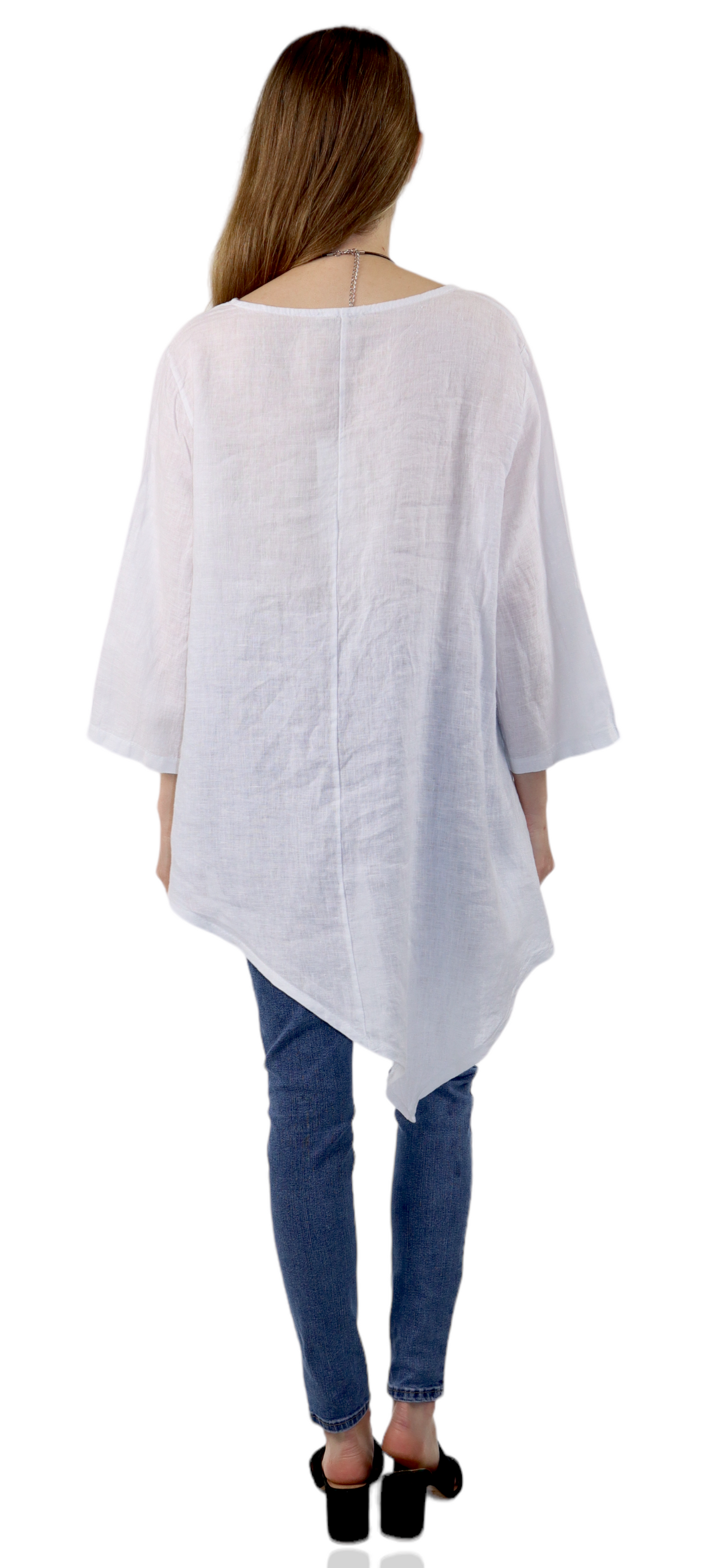 Dare2bStylish Uneven Hem Womens Pure Linen Fishtail Hem Blouse Dress Top