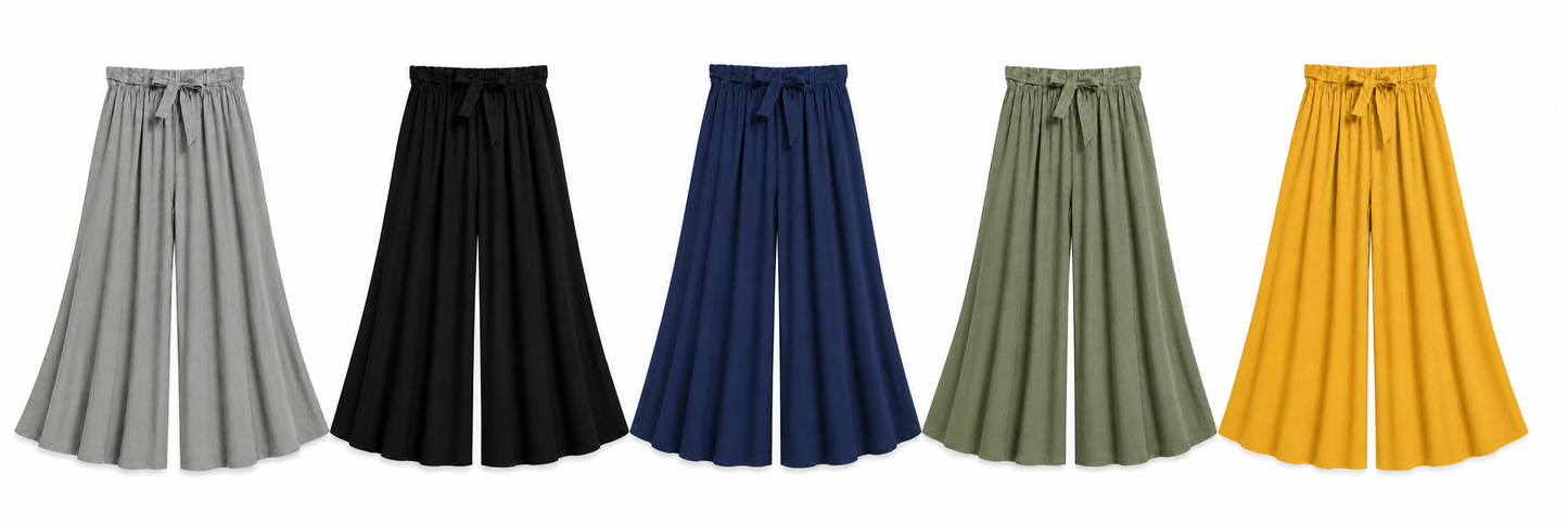 Elegant Extra-Wide Linen-Blend Palazzo Pants with side pockets, women wide leg pants
