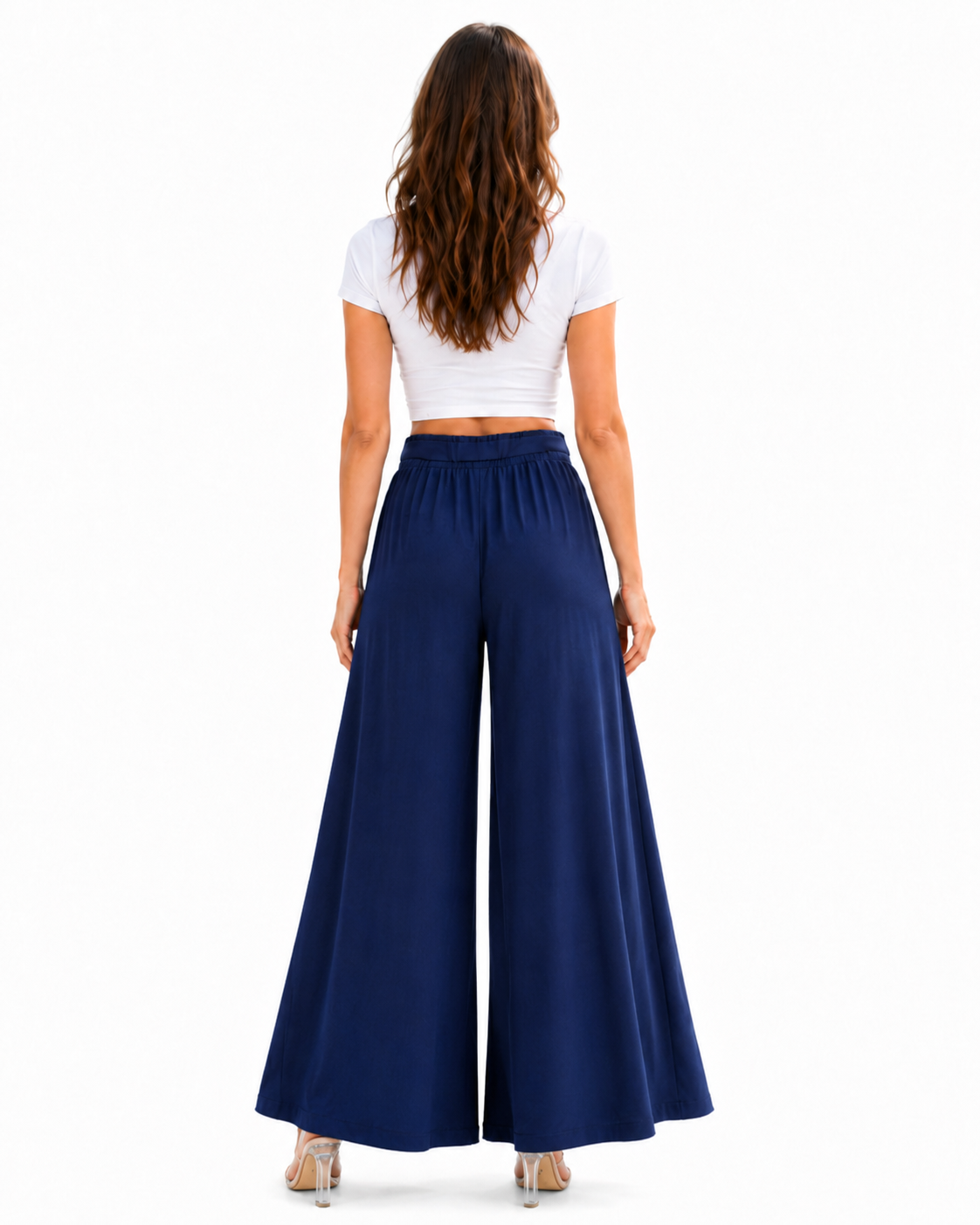 Elegant Extra-Wide Linen-Blend Palazzo Pants with side pockets, women wide leg pants