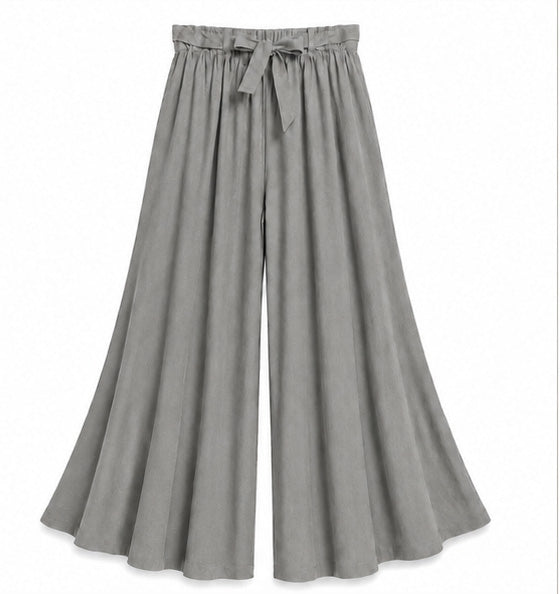 Elegant Extra-Wide Linen-Blend Palazzo Pants with side pockets, women wide leg pants