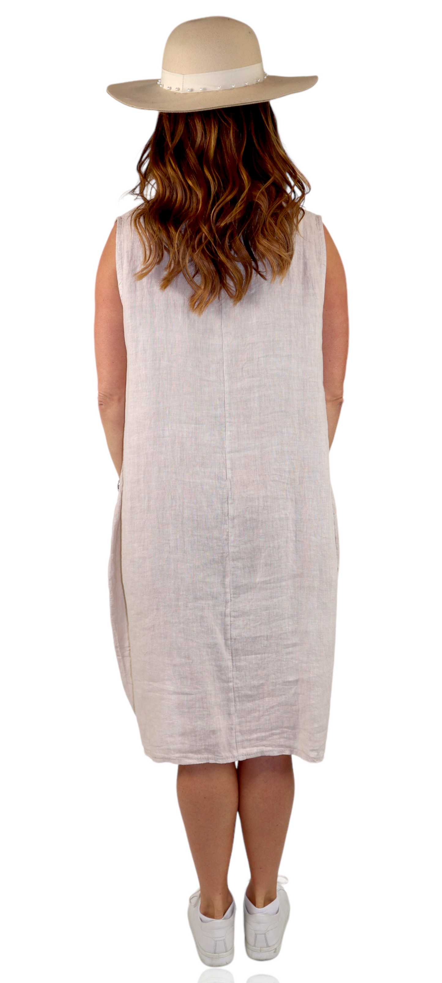 100% Linen Breathable Bubble Hem Pullover Dress Top, Made in Italy