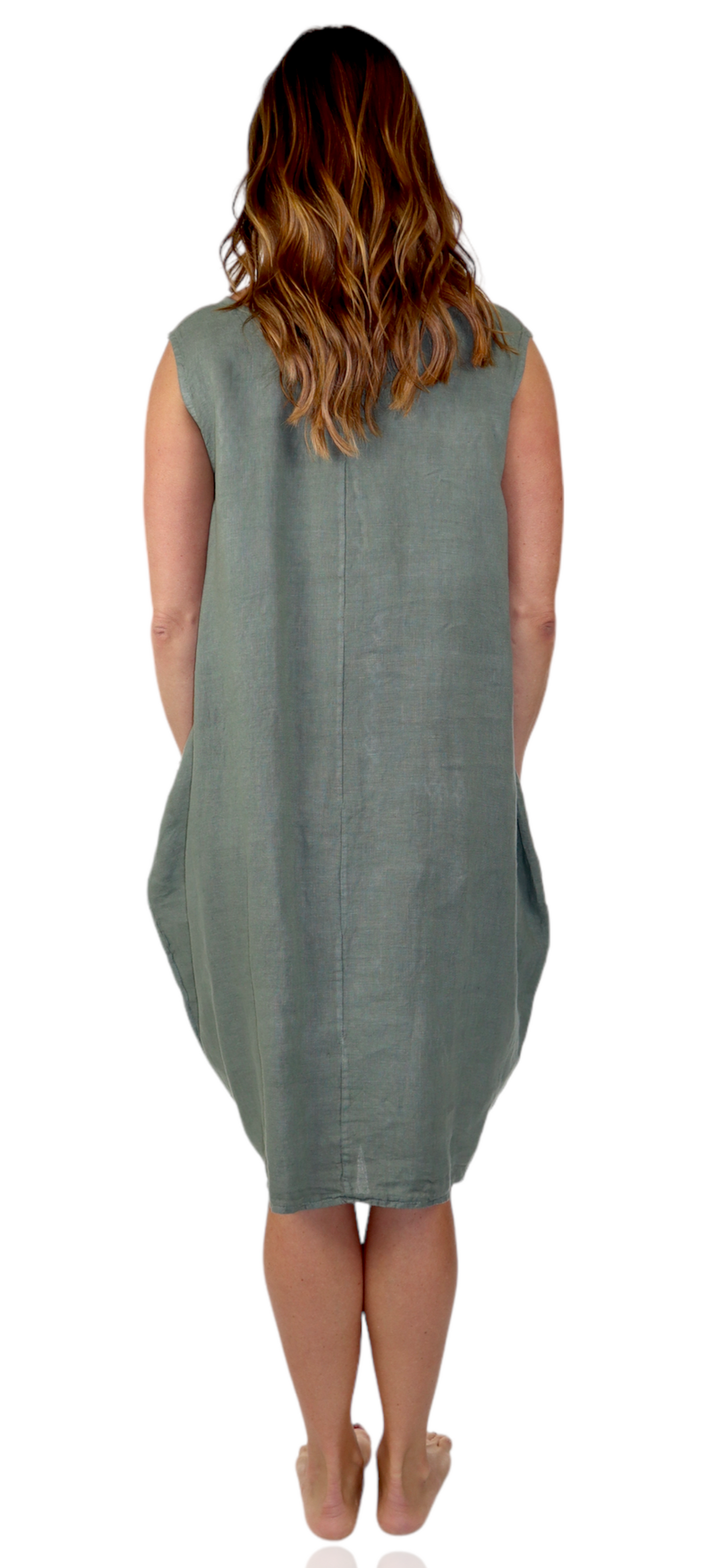 100% Linen Breathable Bubble Hem Pullover Dress Top, Made in Italy