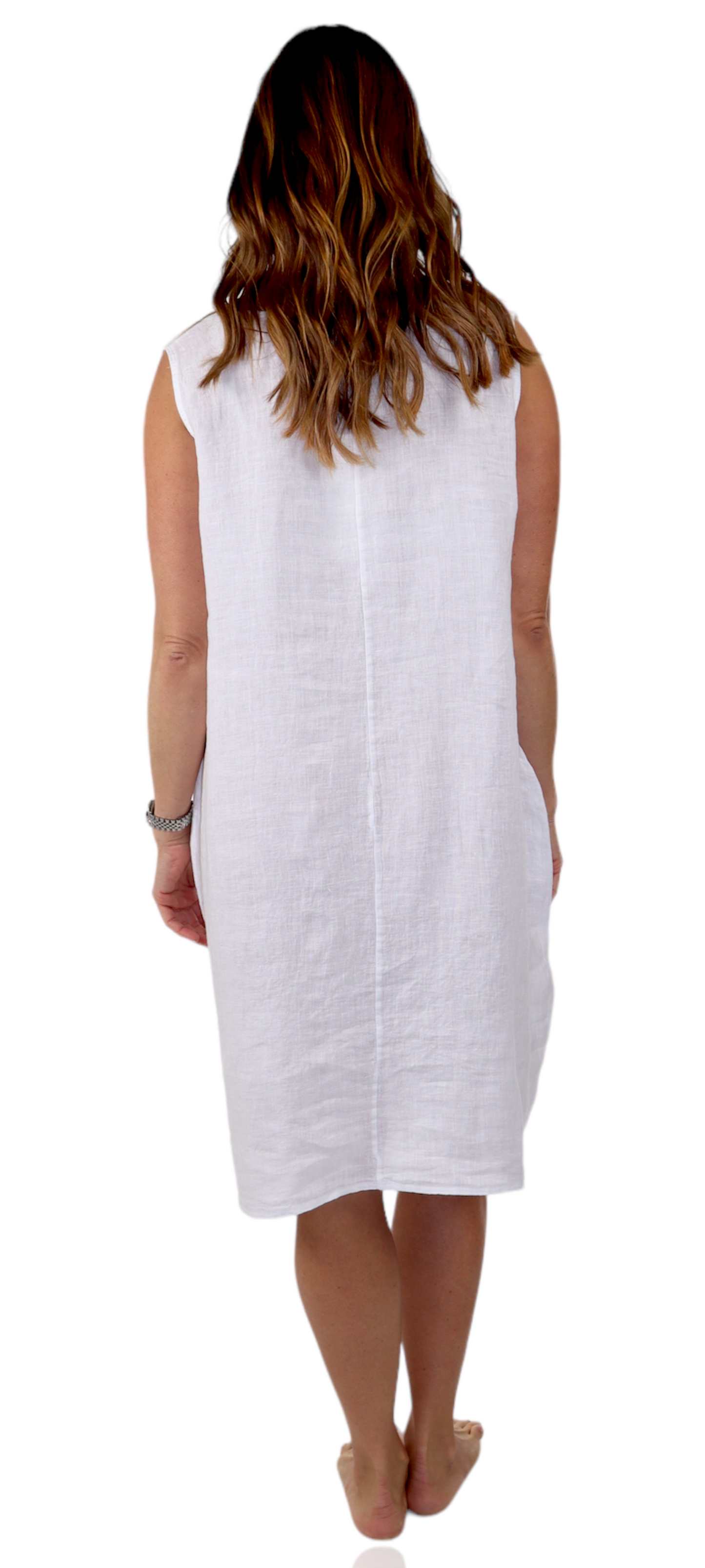 100% Linen Breathable Bubble Hem Pullover Dress Top, Made in Italy